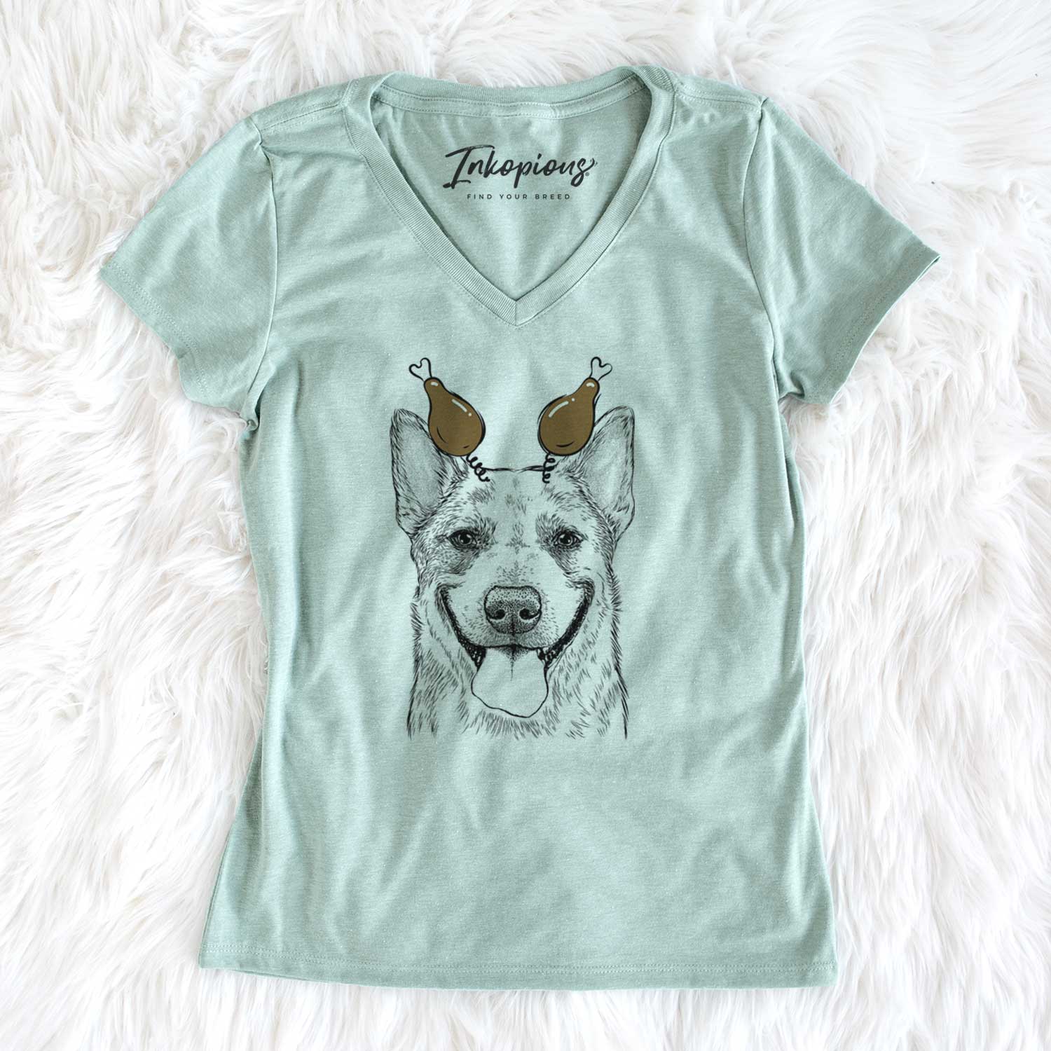 Thanksgiving Rio the Australian Cattle Dog - Women's V-neck Shirt