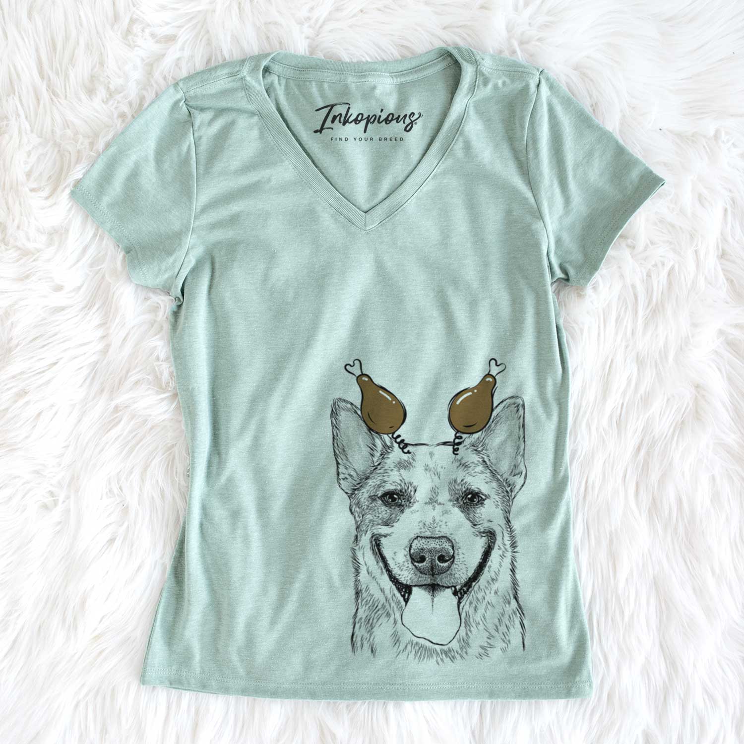 Thanksgiving Rio the Australian Cattle Dog - Women's V-neck Shirt