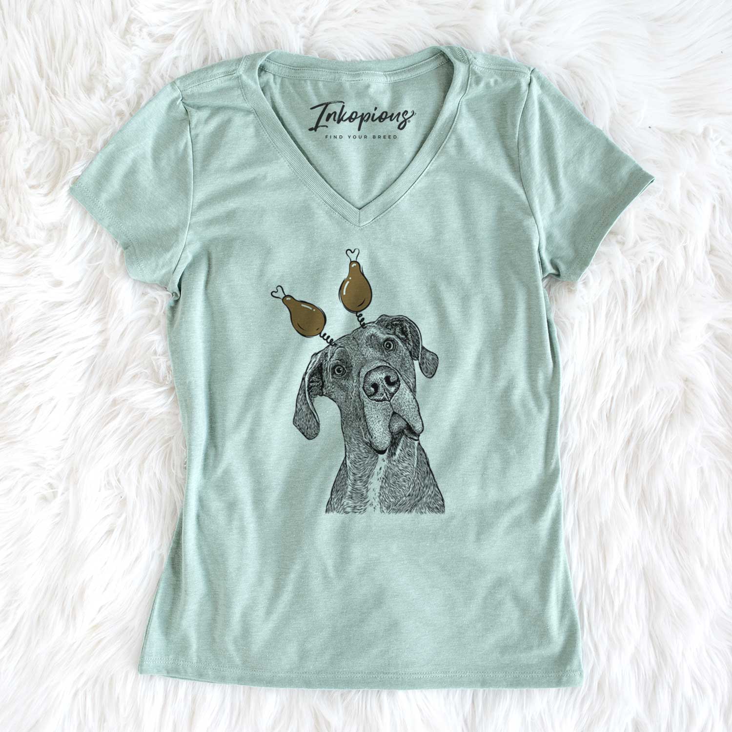 Thanksgiving River the Great Dane - Women's V-neck Shirt