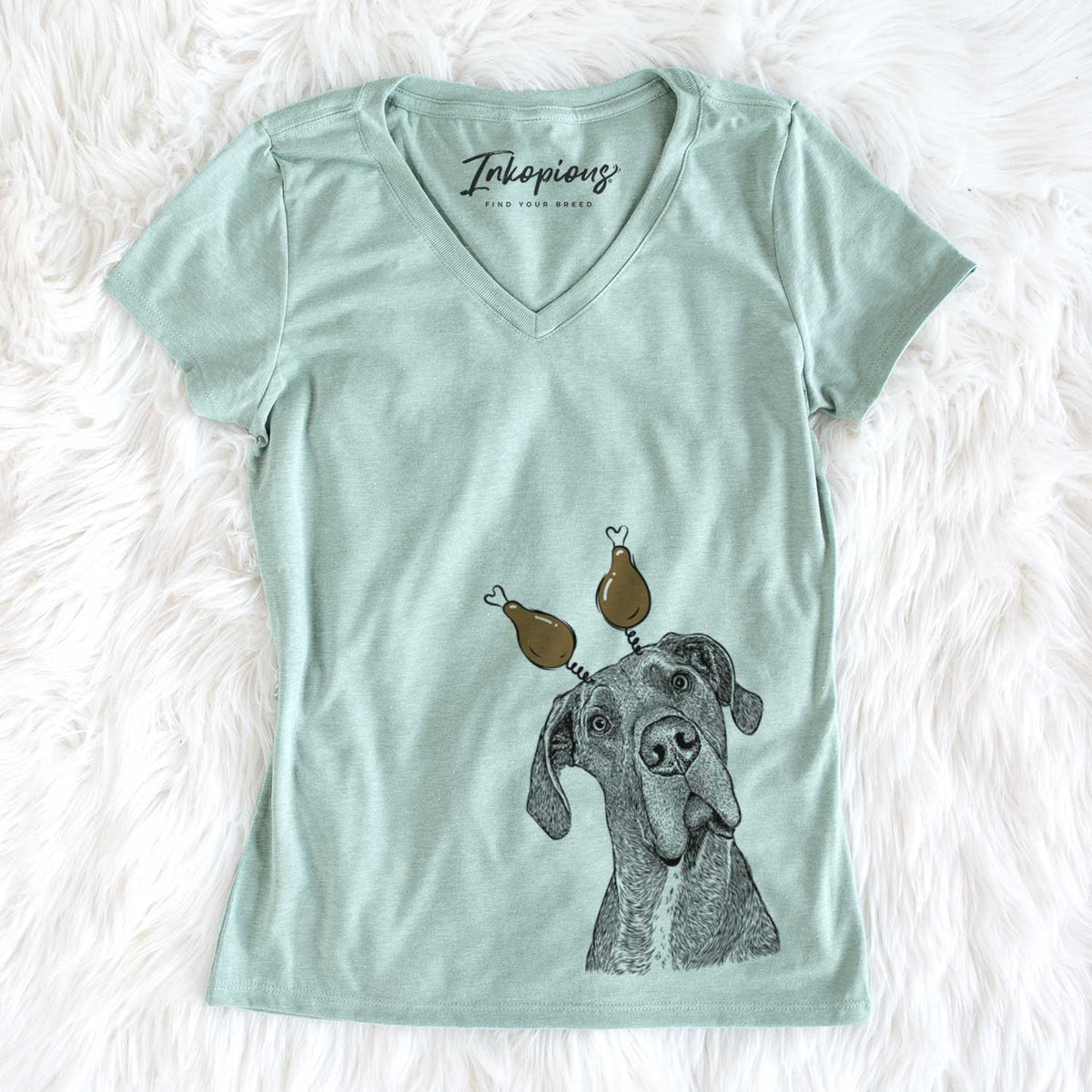 Thanksgiving River the Great Dane - Women&#39;s V-neck Shirt