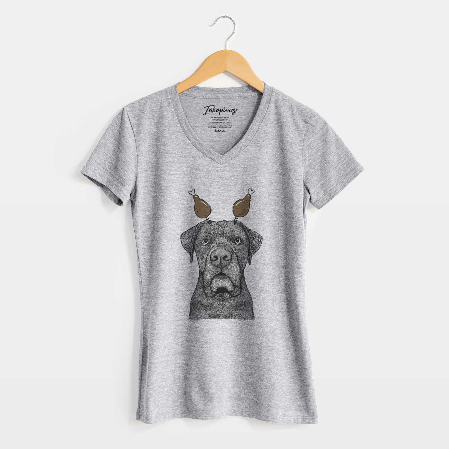 Thanksgiving Rocco the Cane Corso - Women's V-neck Shirt