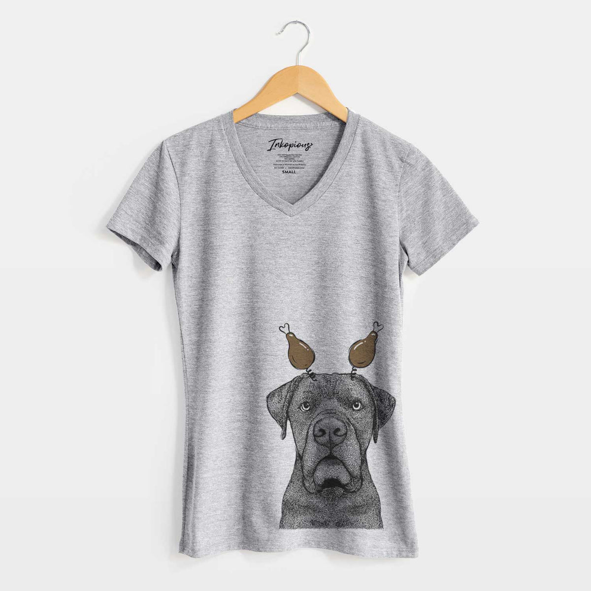 Thanksgiving Rocco the Cane Corso - Women's V-neck Shirt