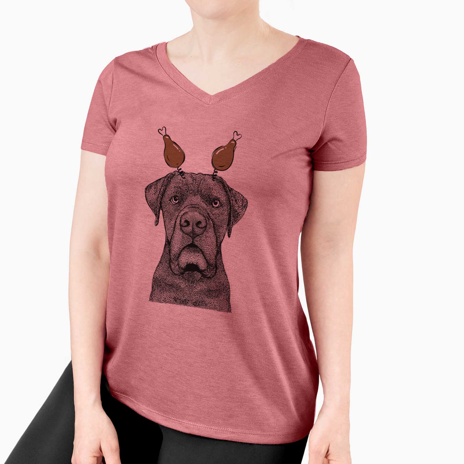 Thanksgiving Rocco the Cane Corso - Women's V-neck Shirt