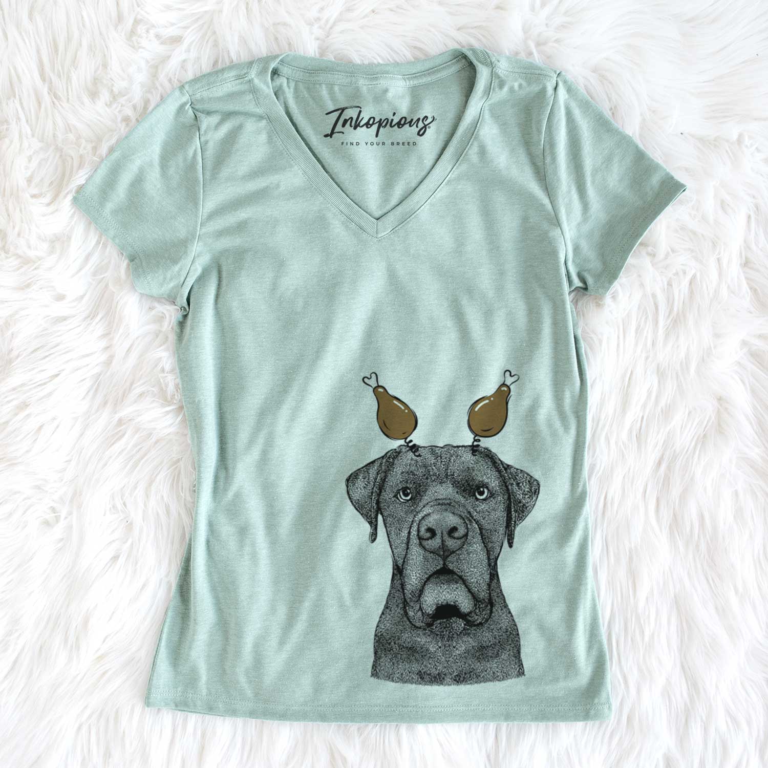 Thanksgiving Rocco the Cane Corso - Women's V-neck Shirt