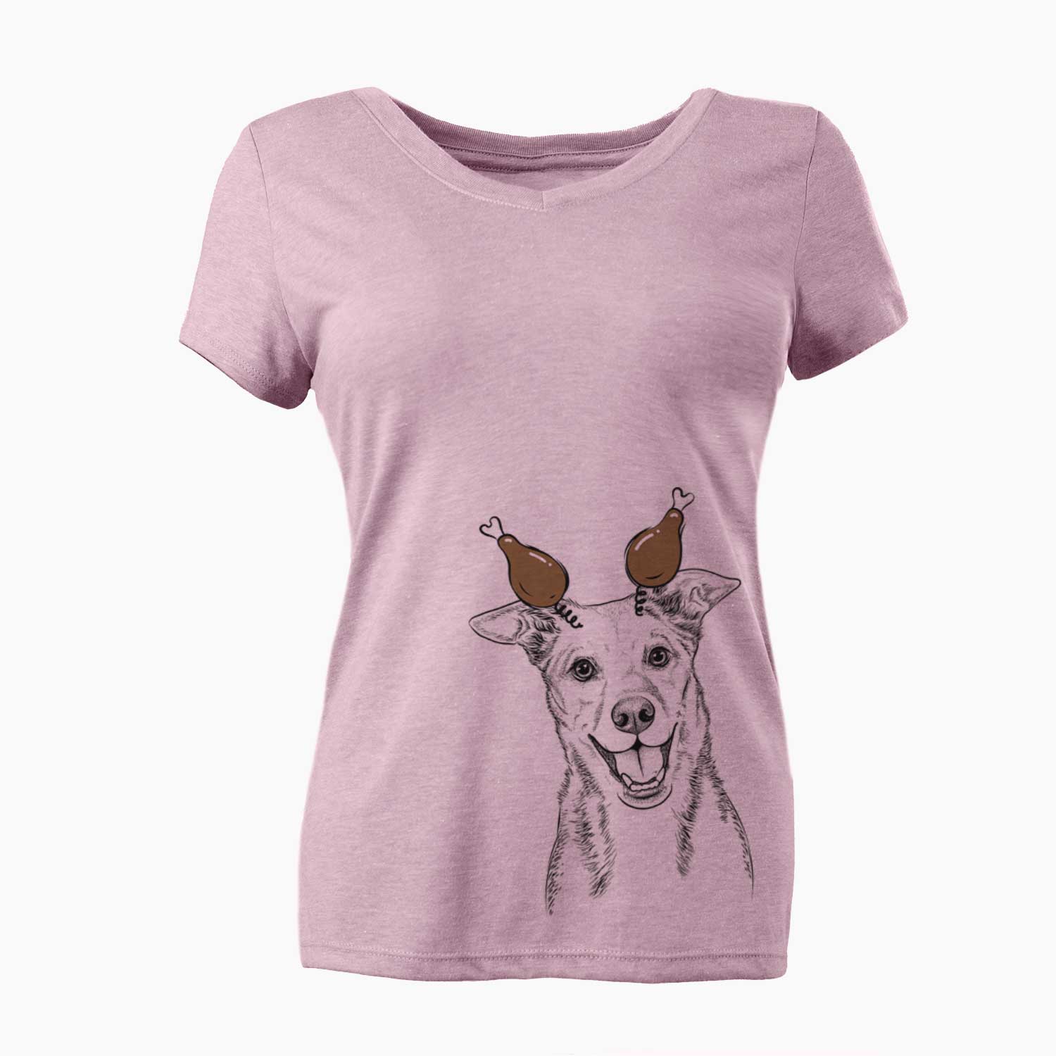 Thanksgiving Rocco the Mixed Breed - Women's V-neck Shirt