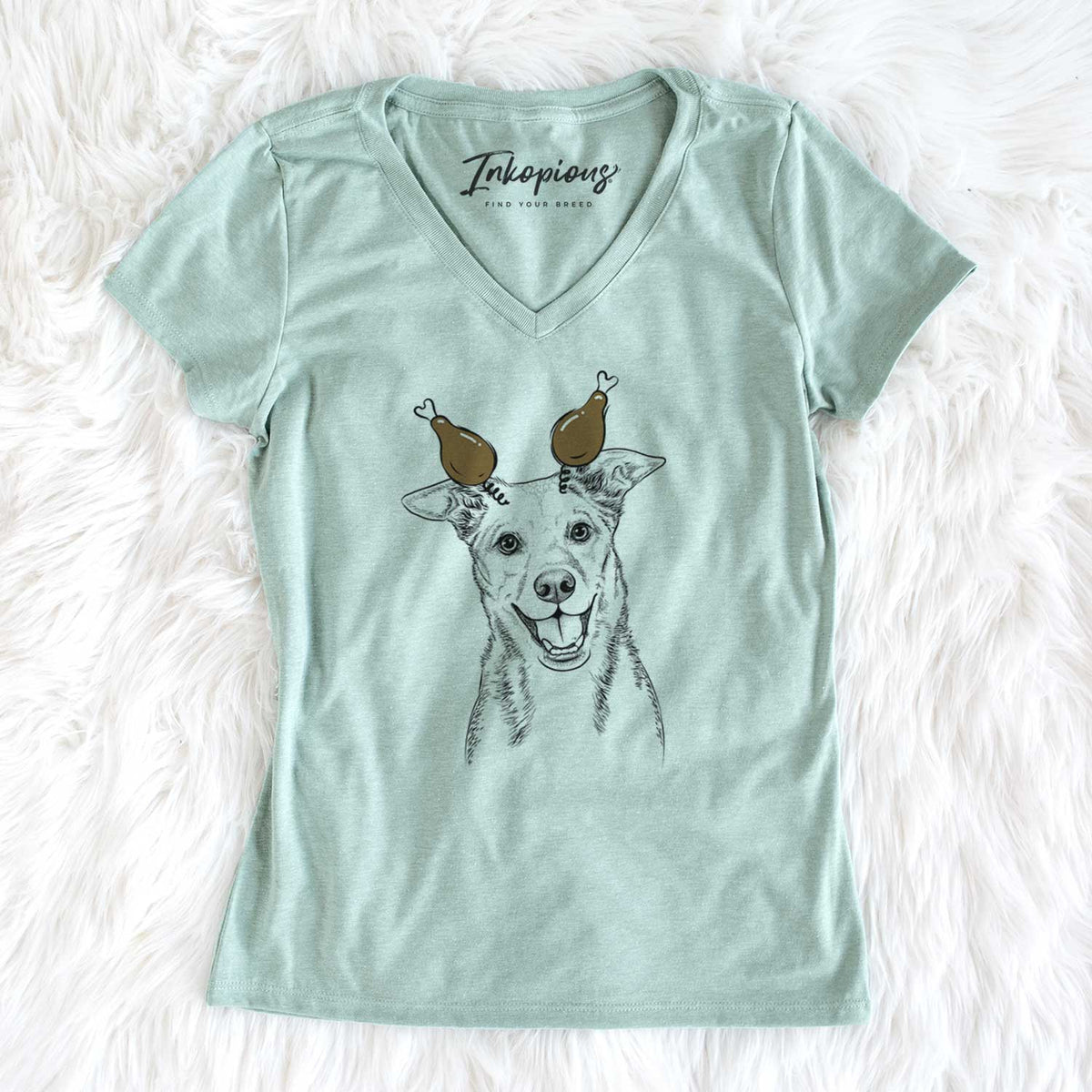 Thanksgiving Rocco the Mixed Breed - Women's V-neck Shirt