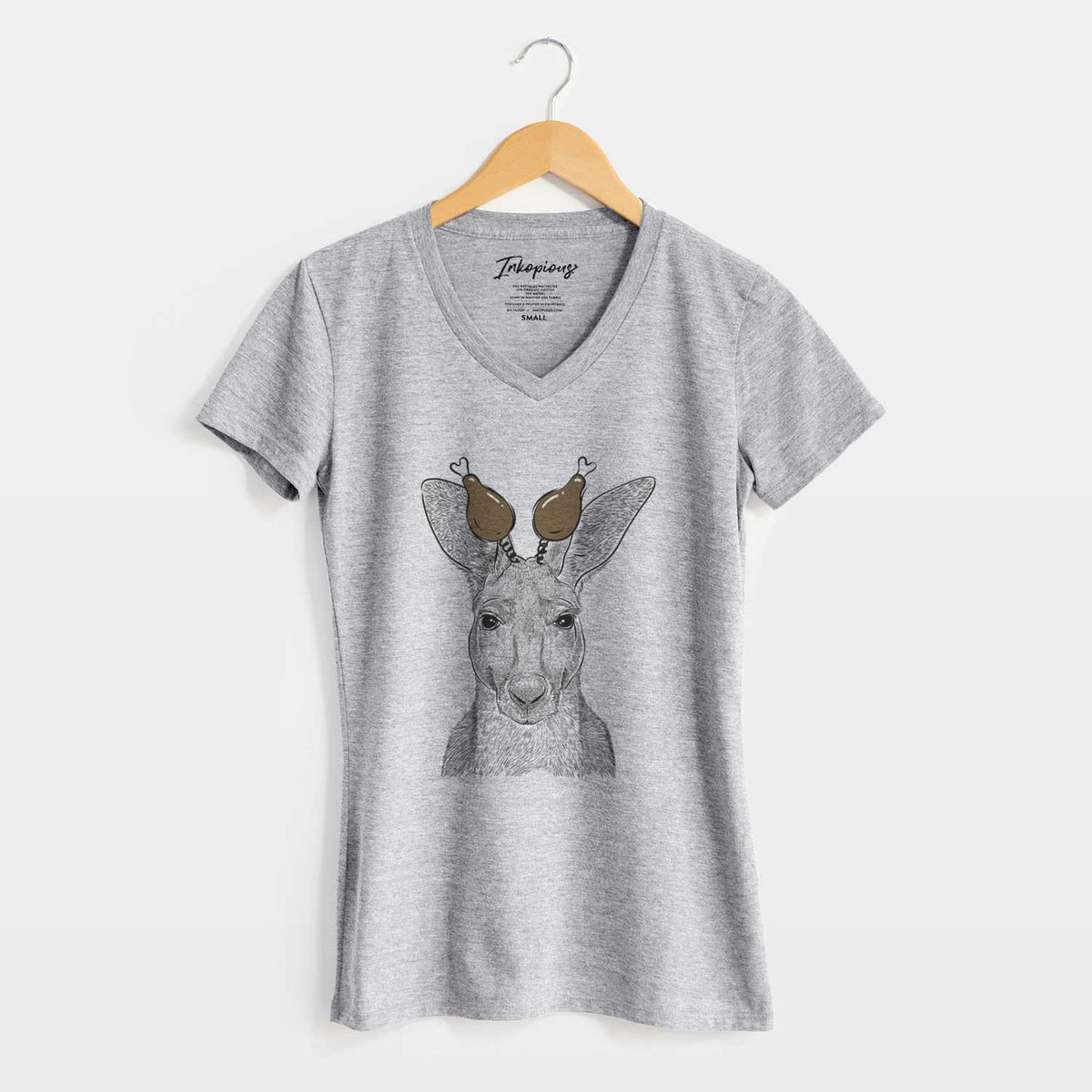 Thanksgiving Roger the Red Kangaroo - Women's V-neck Shirt