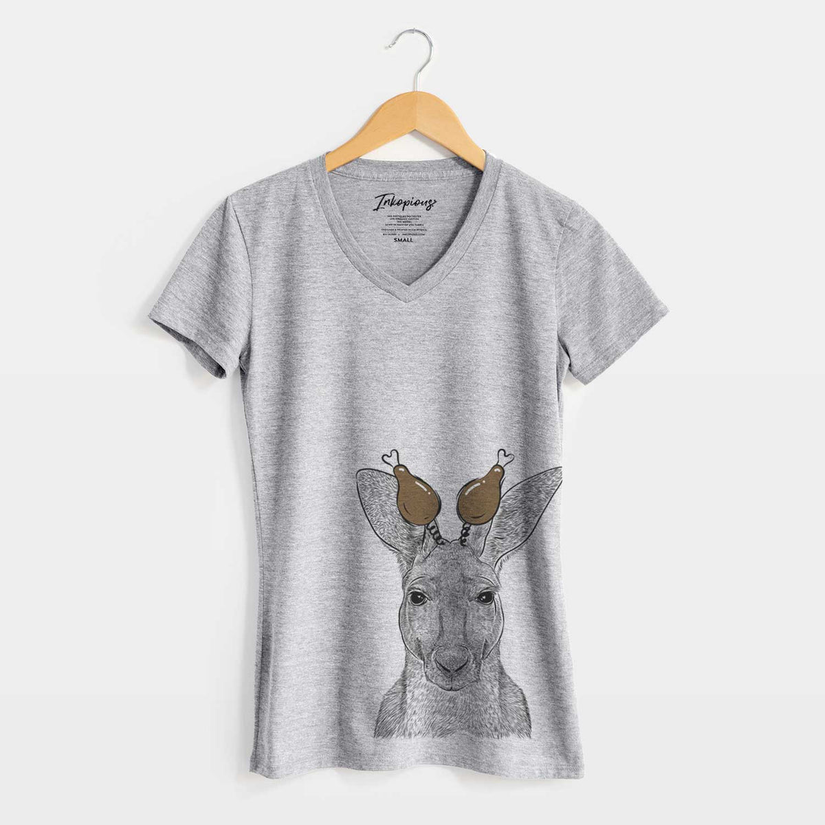 Thanksgiving Roger the Red Kangaroo - Women's V-neck Shirt