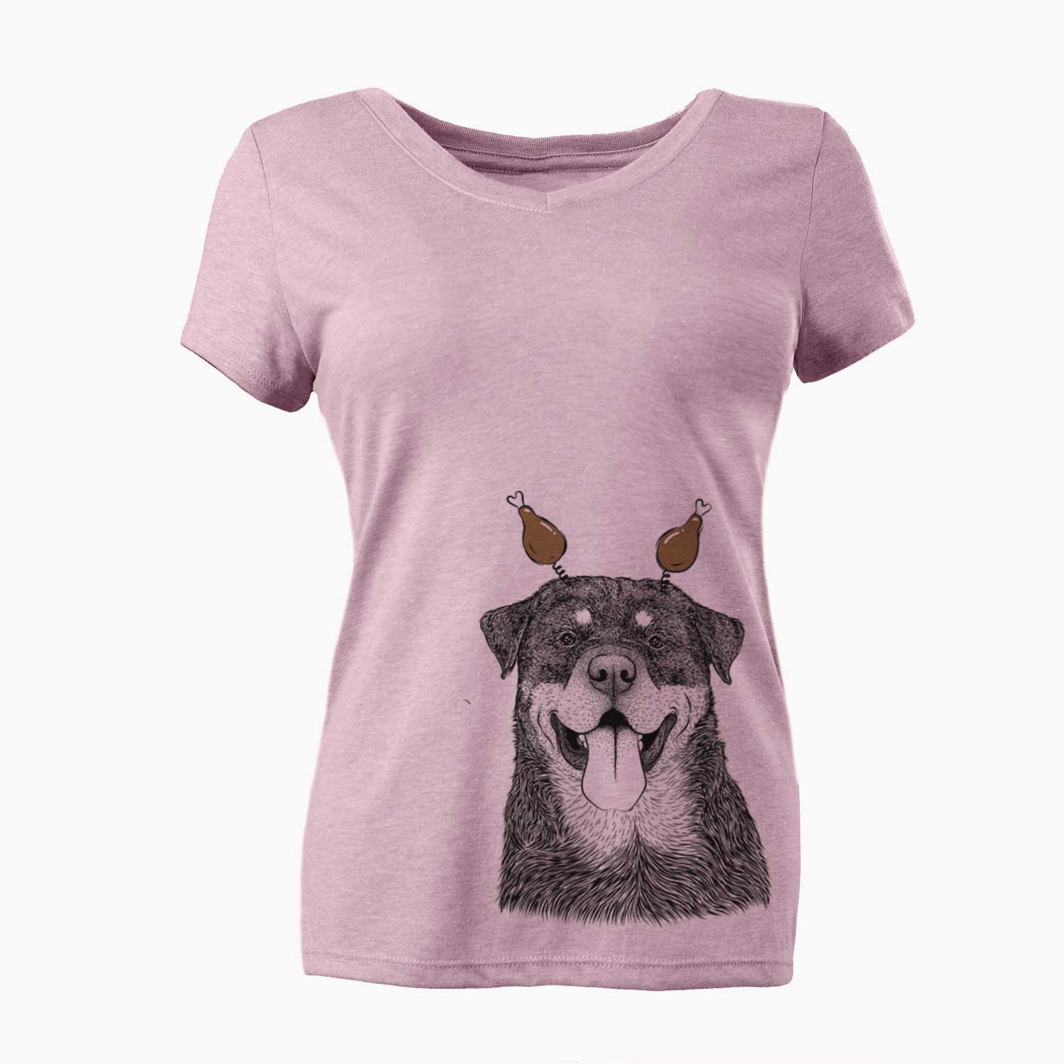 Thanksgiving Romeo the Rottweiler - Women's V-neck Shirt