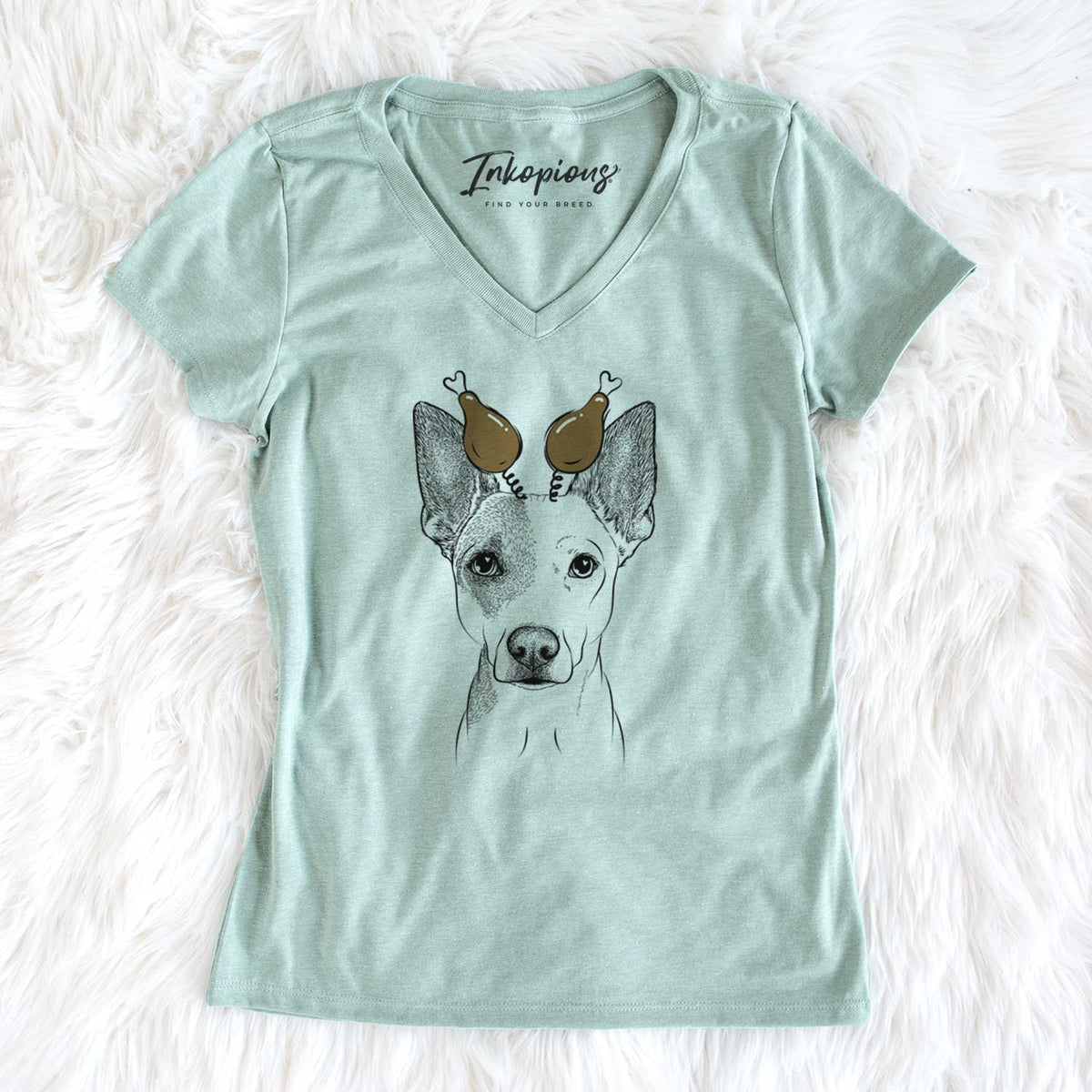 Thanksgiving Roo the Mixed Breed - Women's V-neck Shirt