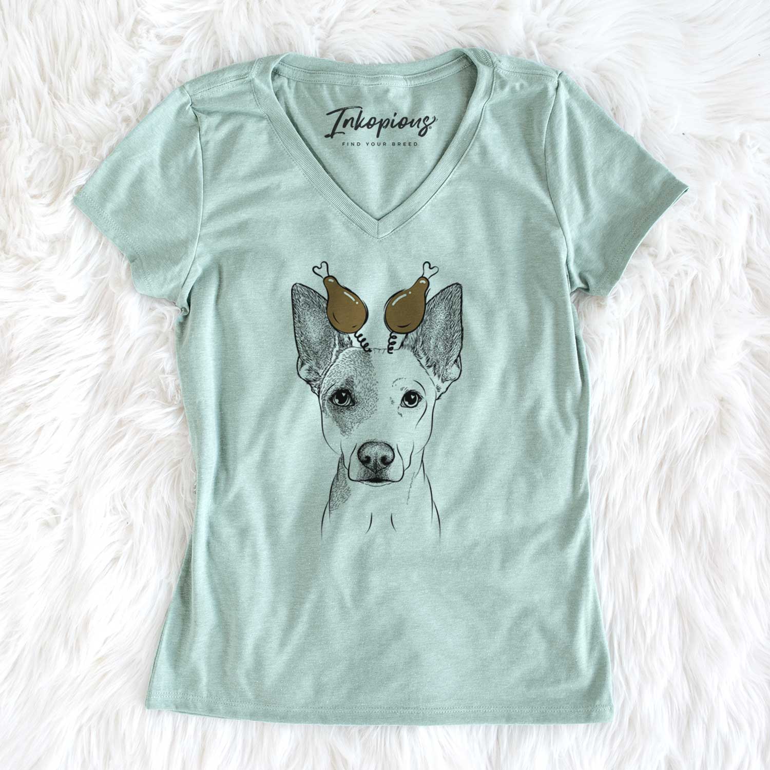 Thanksgiving Roo the Mixed Breed - Women's V-neck Shirt
