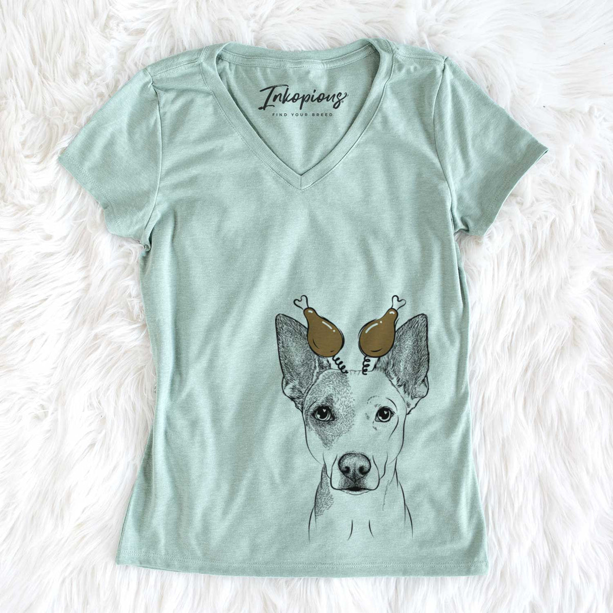 Thanksgiving Roo the Mixed Breed - Women&#39;s V-neck Shirt