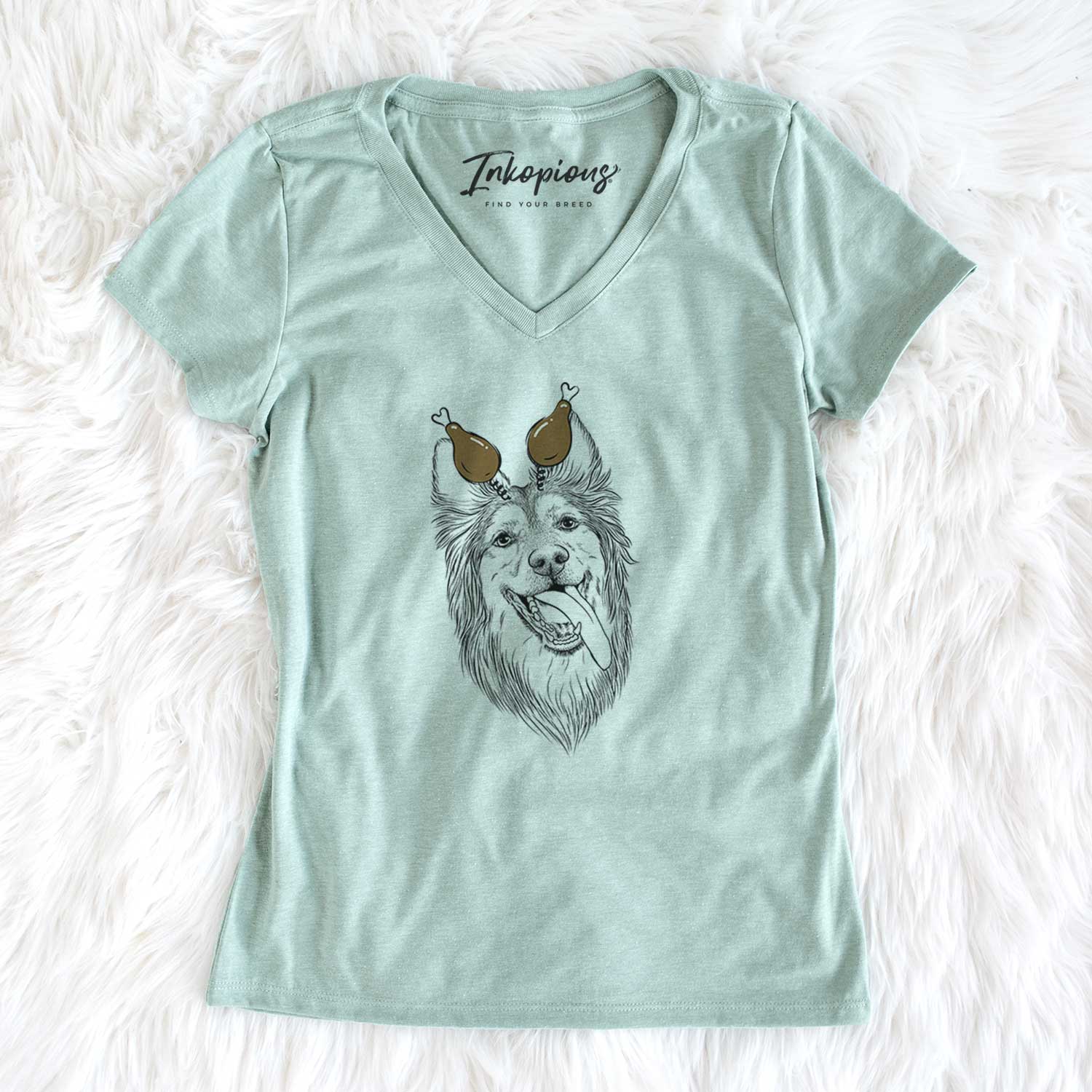 Thanksgiving Rosalie the German Shepherd Mix - Women's V-neck Shirt