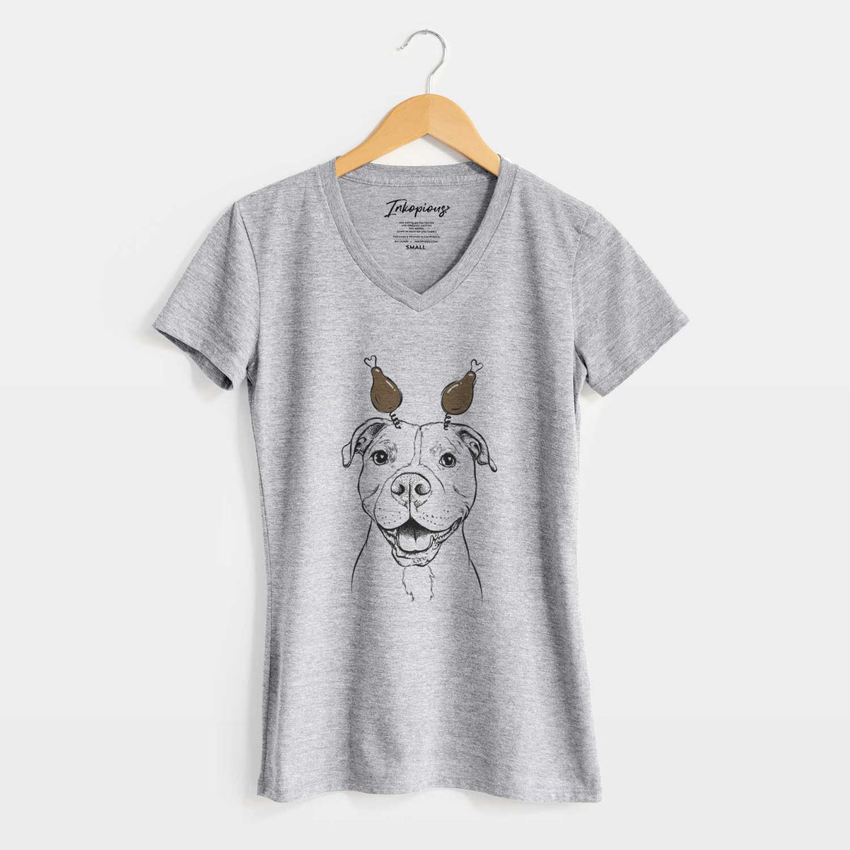 Thanksgiving Roscoe the Pitbull - Women's V-neck Shirt