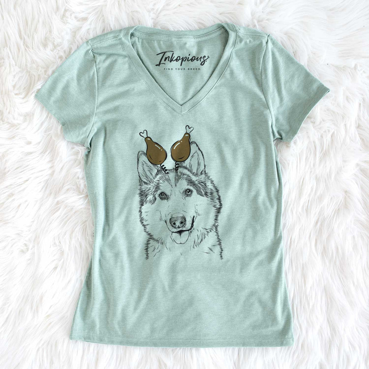 Thanksgiving Roshi the Mixed Breed - Women's V-neck Shirt