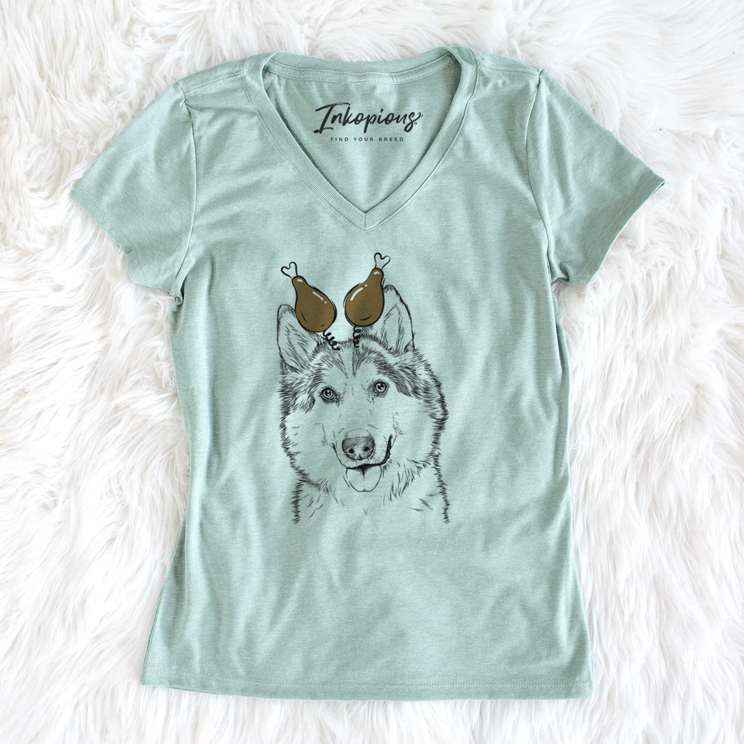 Thanksgiving Roshi the Mixed Breed - Women's V-neck Shirt
