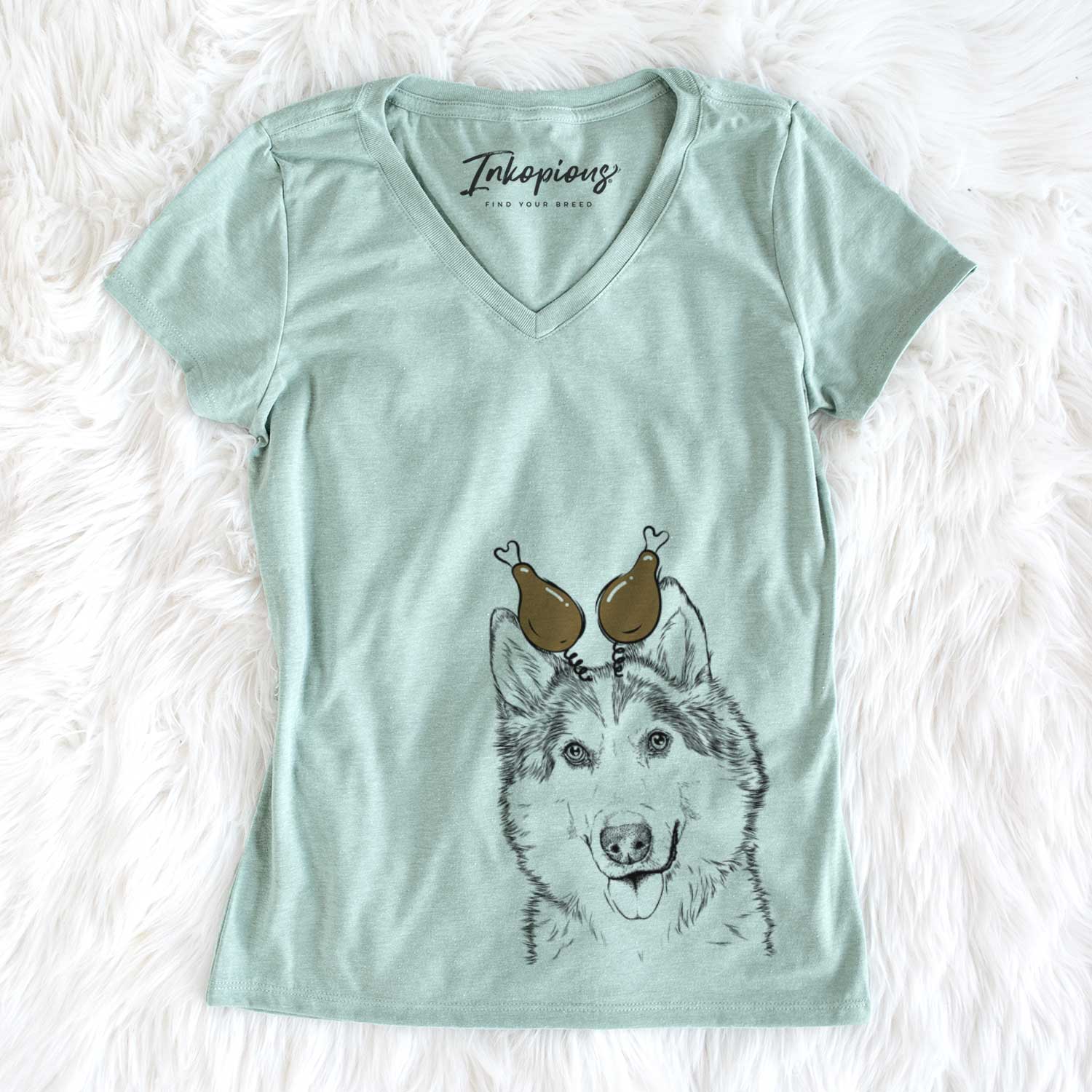 Thanksgiving Roshi the Mixed Breed - Women's V-neck Shirt