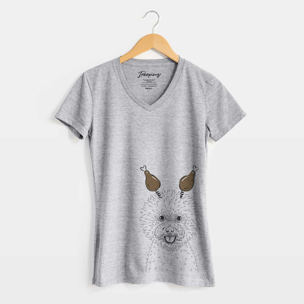 Thanksgiving Ross the Bichon Frise - Women's V-neck Shirt