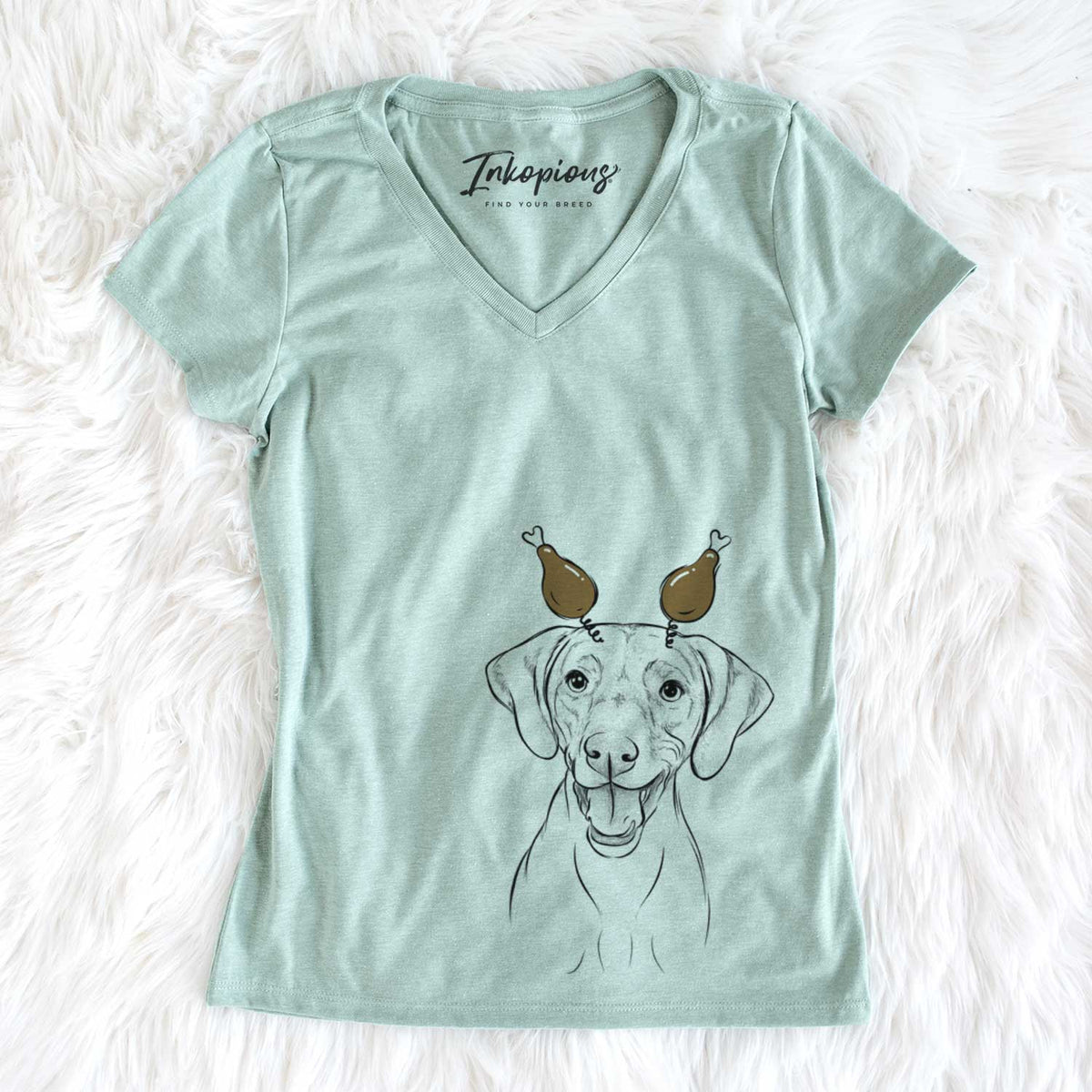 Thanksgiving Ruby the Vizsla - Women&#39;s V-neck Shirt