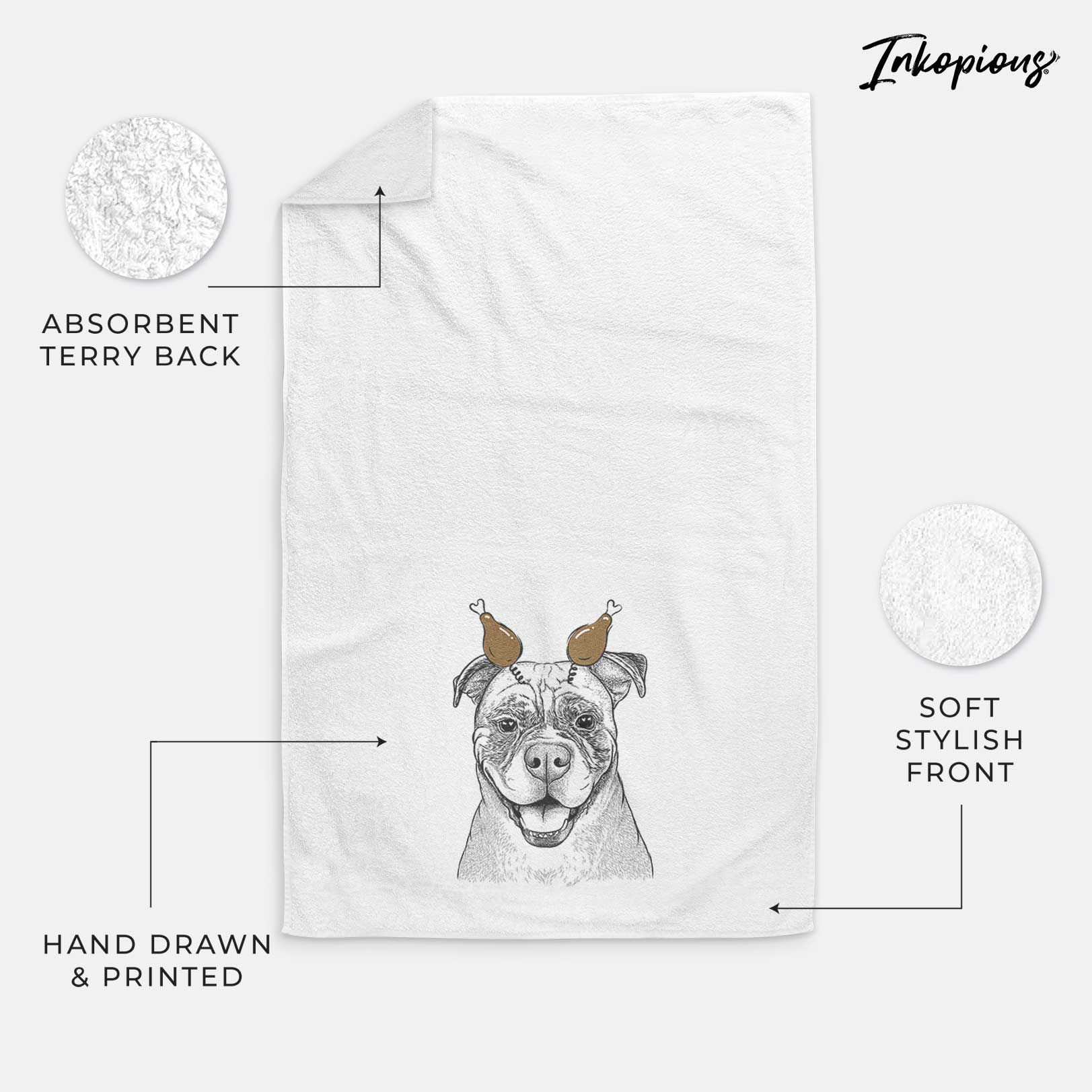 Rufus the American Bulldog Decorative Hand Towel