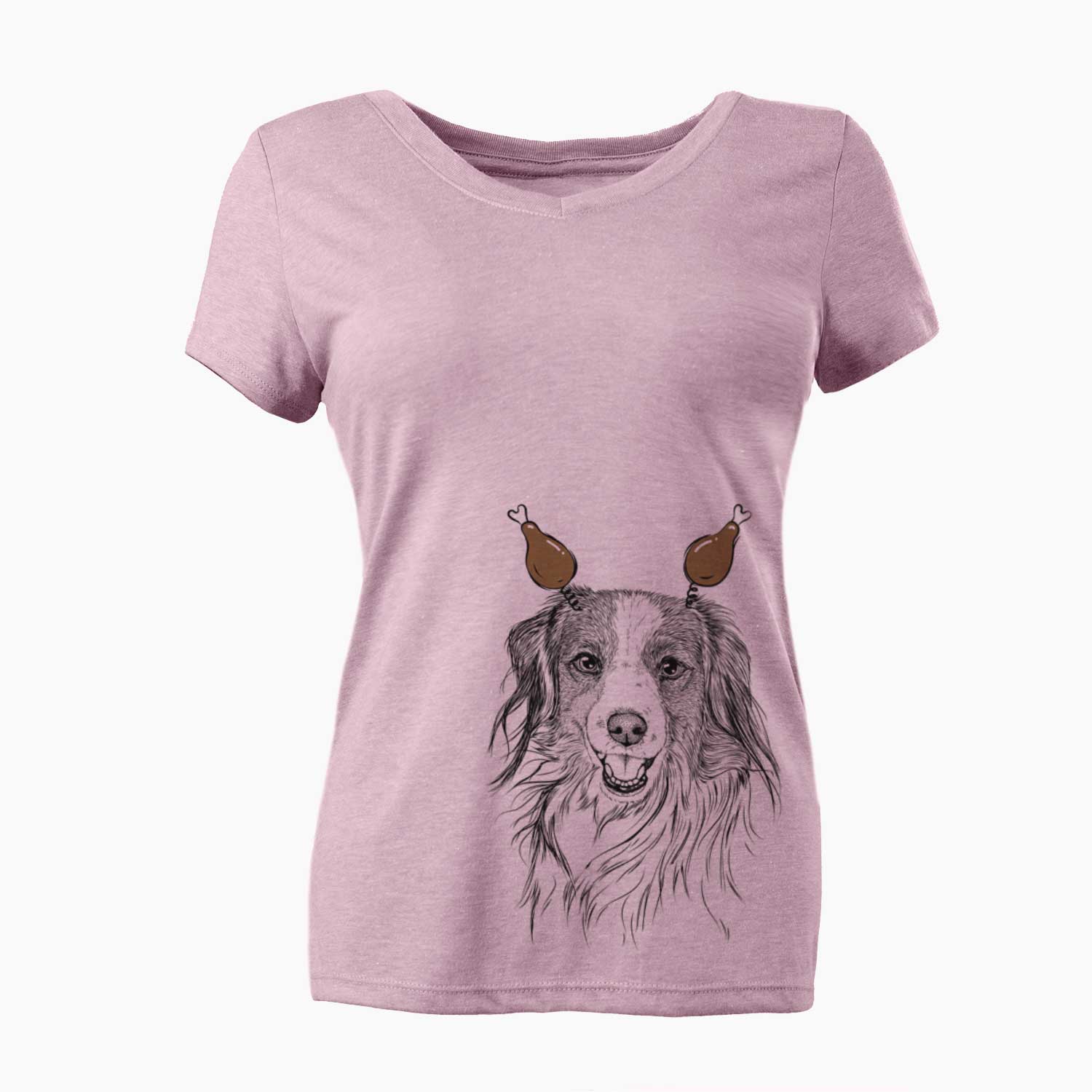 Thanksgiving Rutger the Nederlandse Kooikerhondje - Women's V-neck Shirt