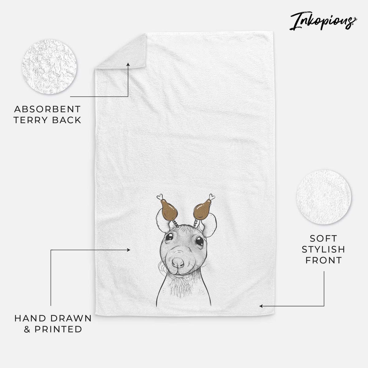 Ruthie the Hairless Rat Decorative Hand Towel