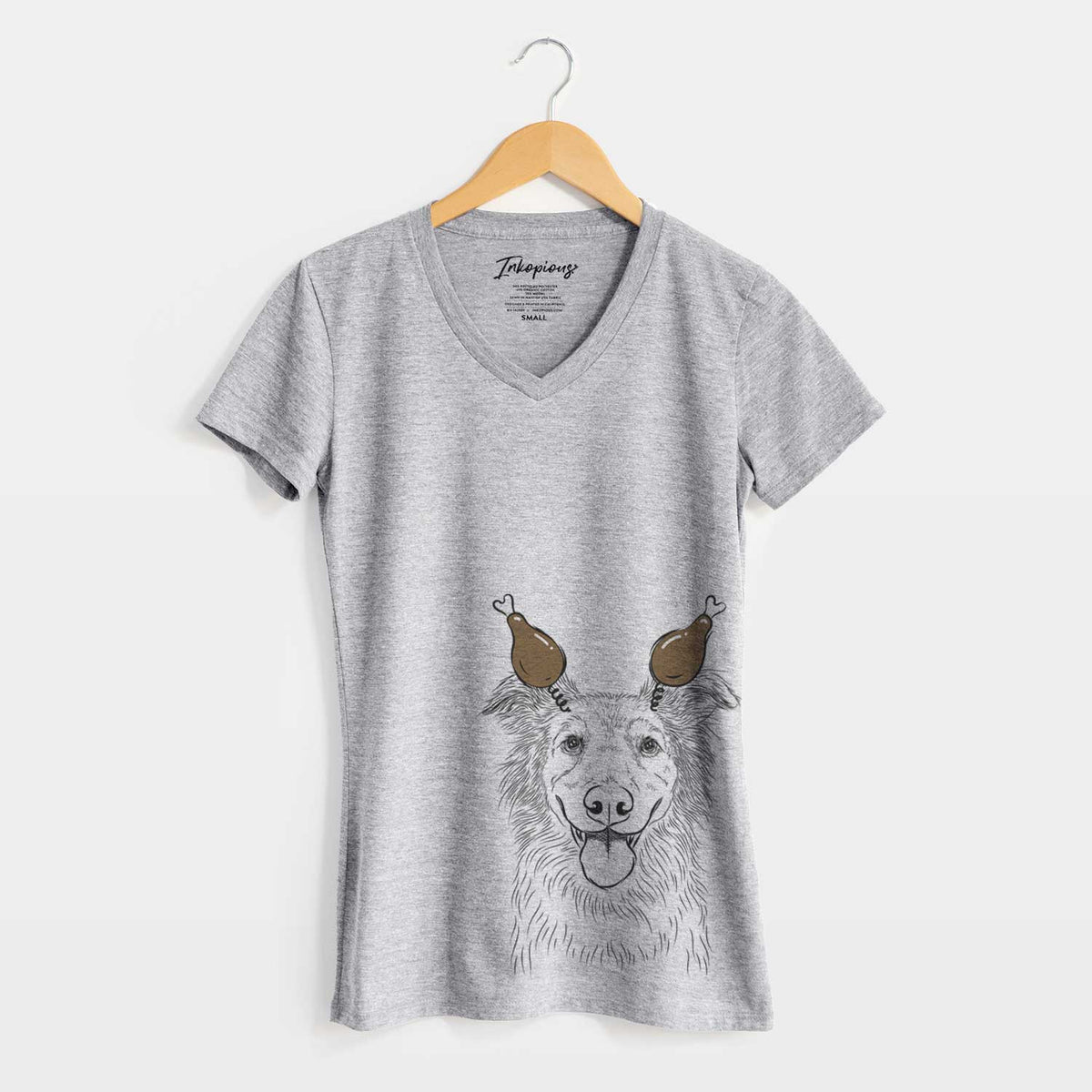 Thanksgiving Ruxtin the Mixed Breed - Women's V-neck Shirt