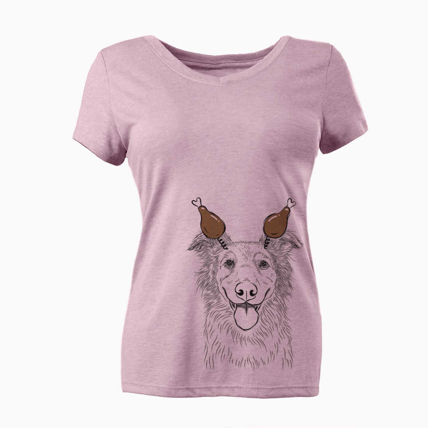 Thanksgiving Ruxtin the Mixed Breed - Women's V-neck Shirt