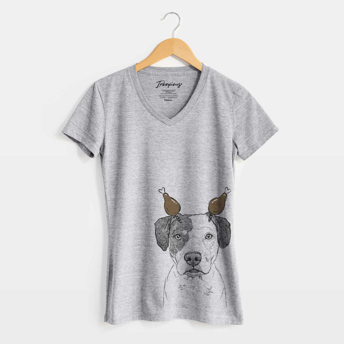 Thanksgiving Ryleigh the Beagle Pitbull Mix - Women's V-neck Shirt