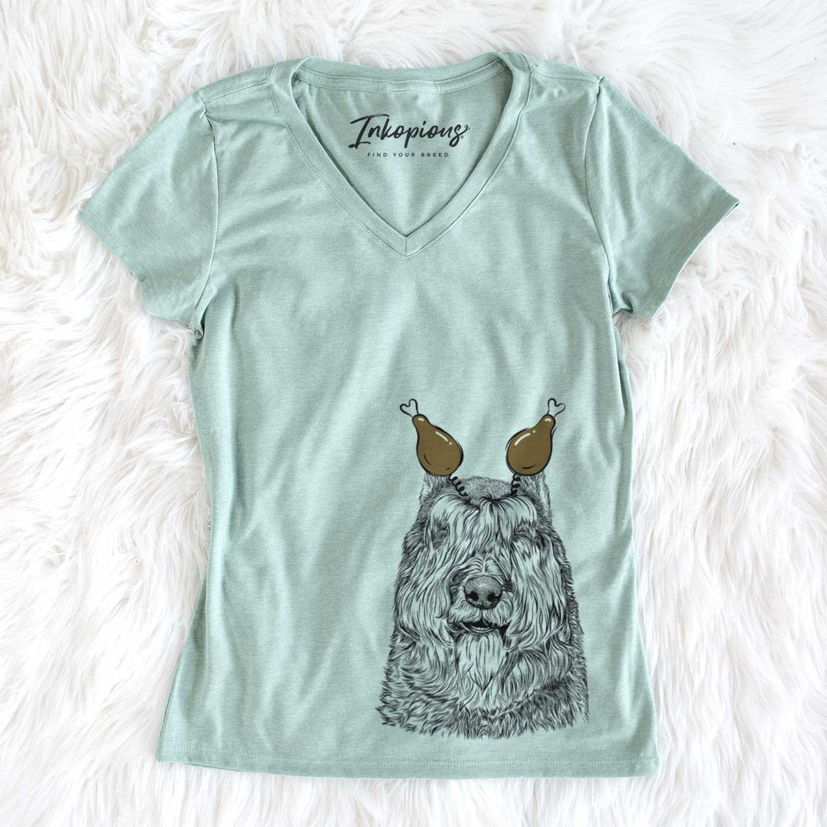 Thanksgiving Sabre the Bouvier Des Flandres - Women's V-neck Shirt