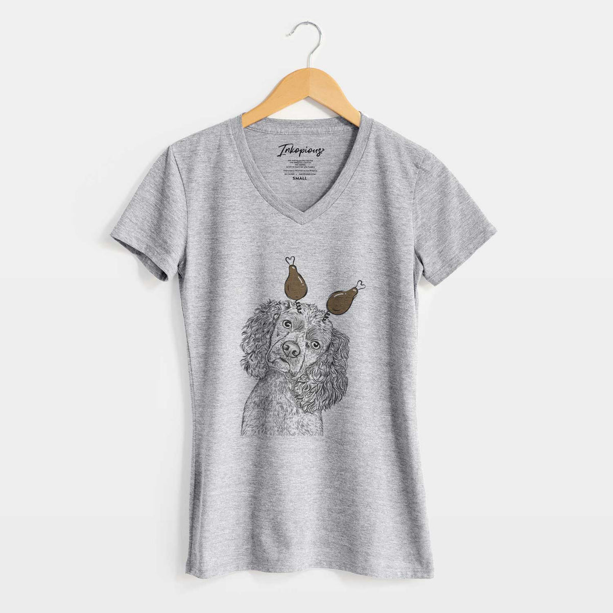 Thanksgiving Sadie the Cocker Spaniel - Women's V-neck Shirt