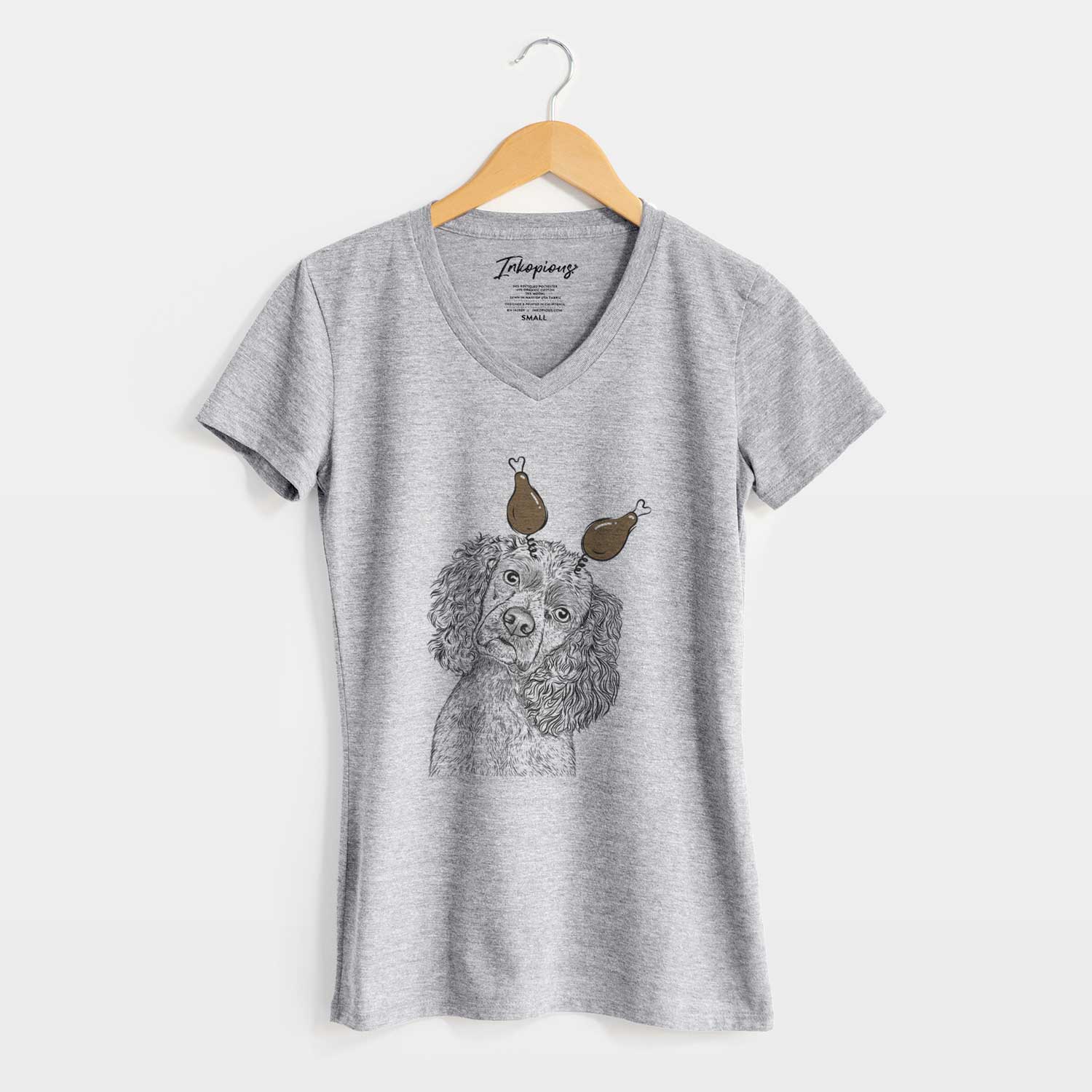 Thanksgiving Sadie the Cocker Spaniel - Women's V-neck Shirt
