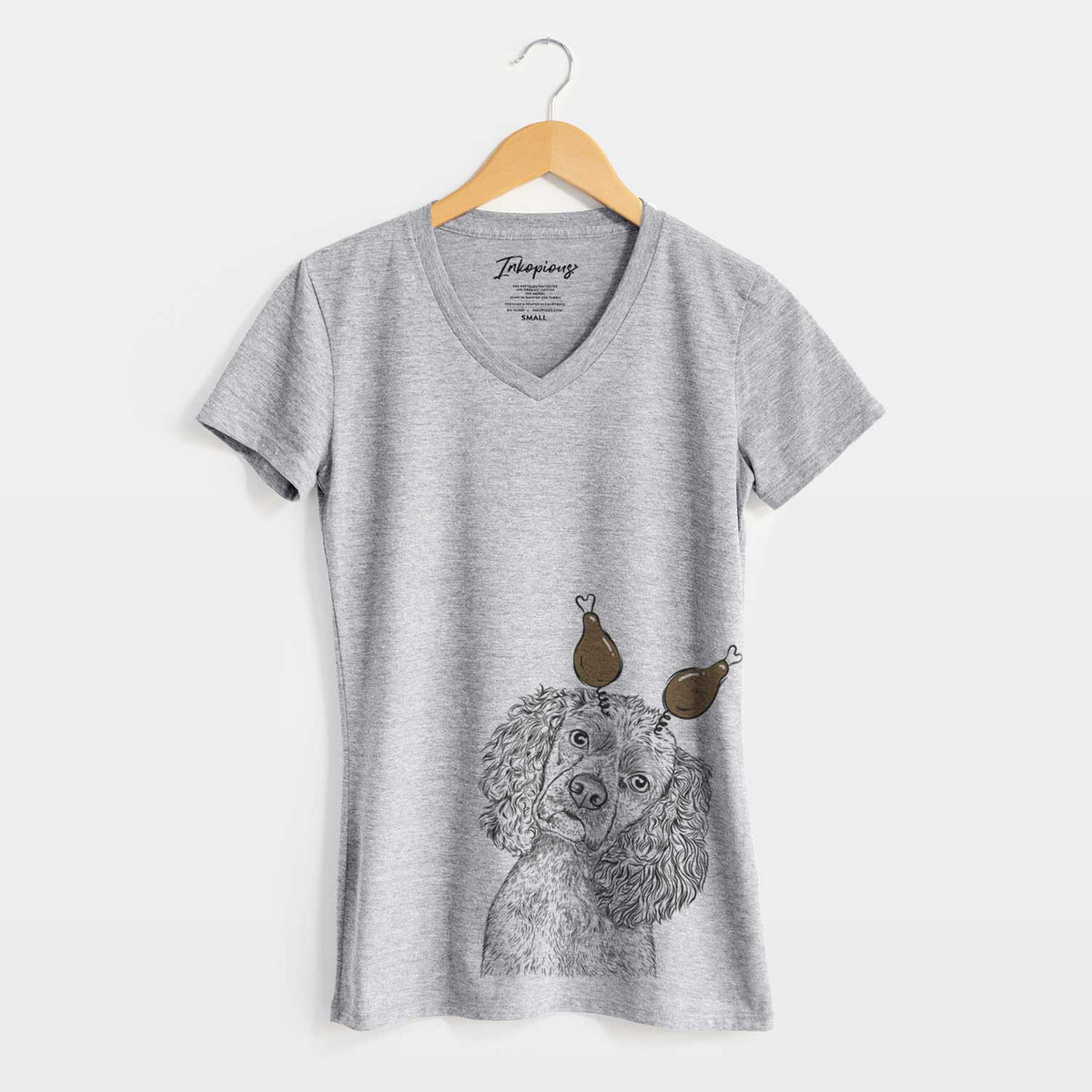Thanksgiving Sadie the Cocker Spaniel - Women's V-neck Shirt
