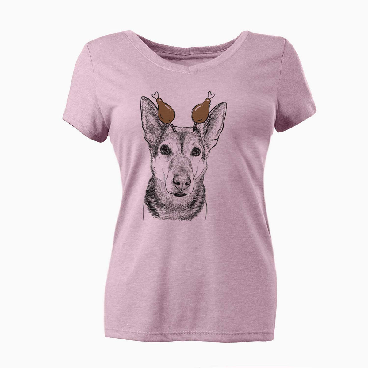 Thanksgiving Sammie the Mixed Breed - Women's V-neck Shirt