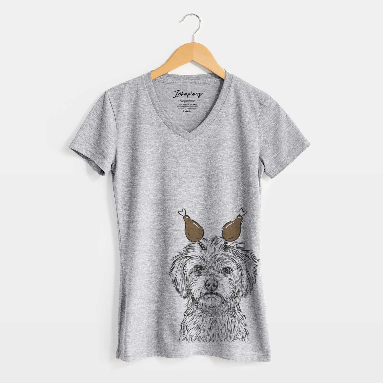 Thanksgiving Sammy the Shorkie - Women's V-neck Shirt