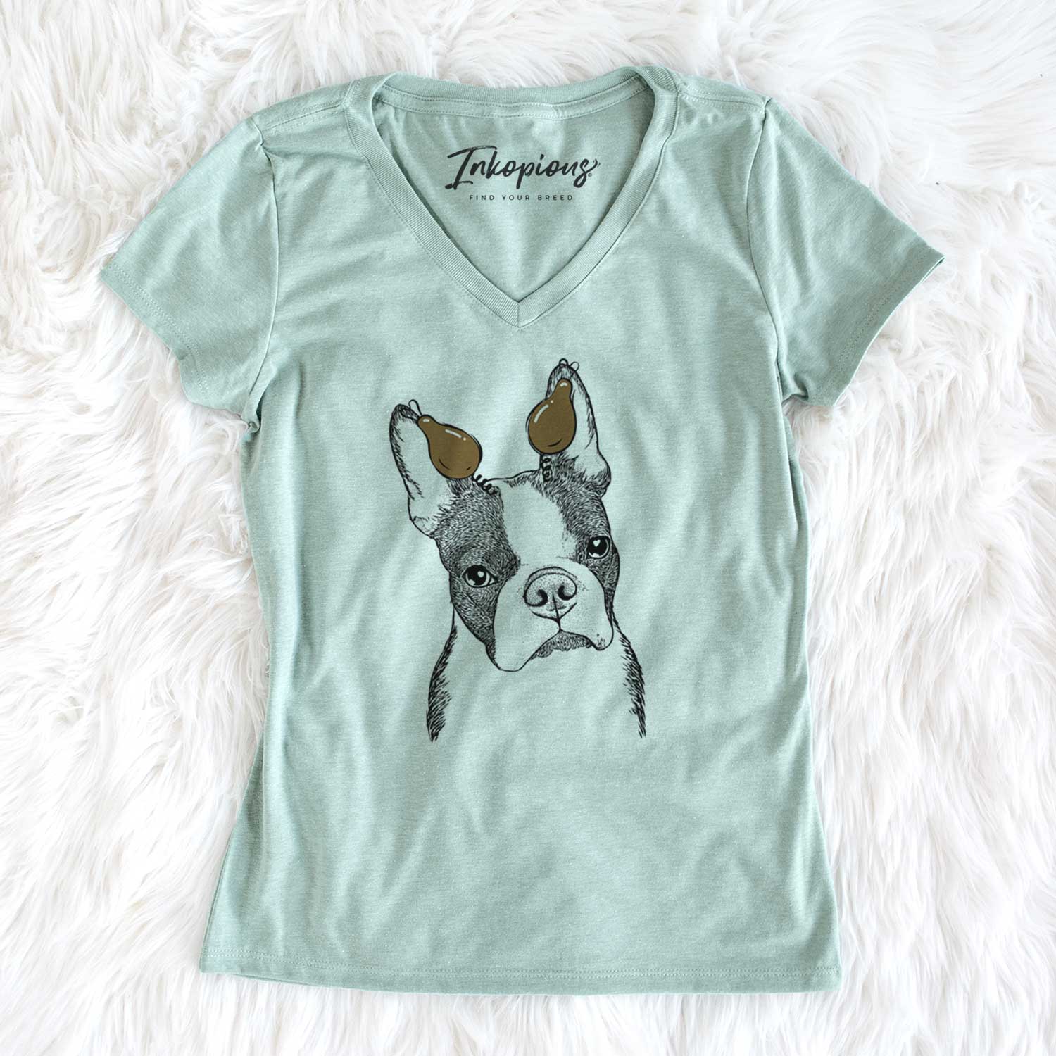 Thanksgiving Samuel the Boston Terrier - Women's V-neck Shirt