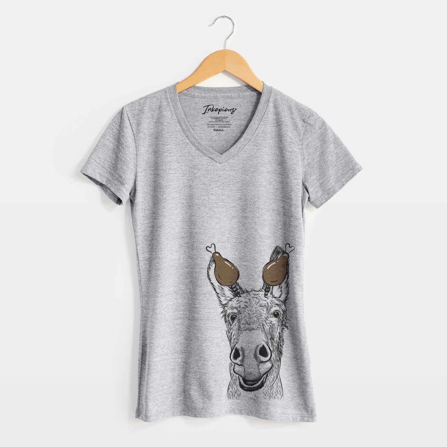 Thanksgiving Samule the Donkey - Women's V-neck Shirt