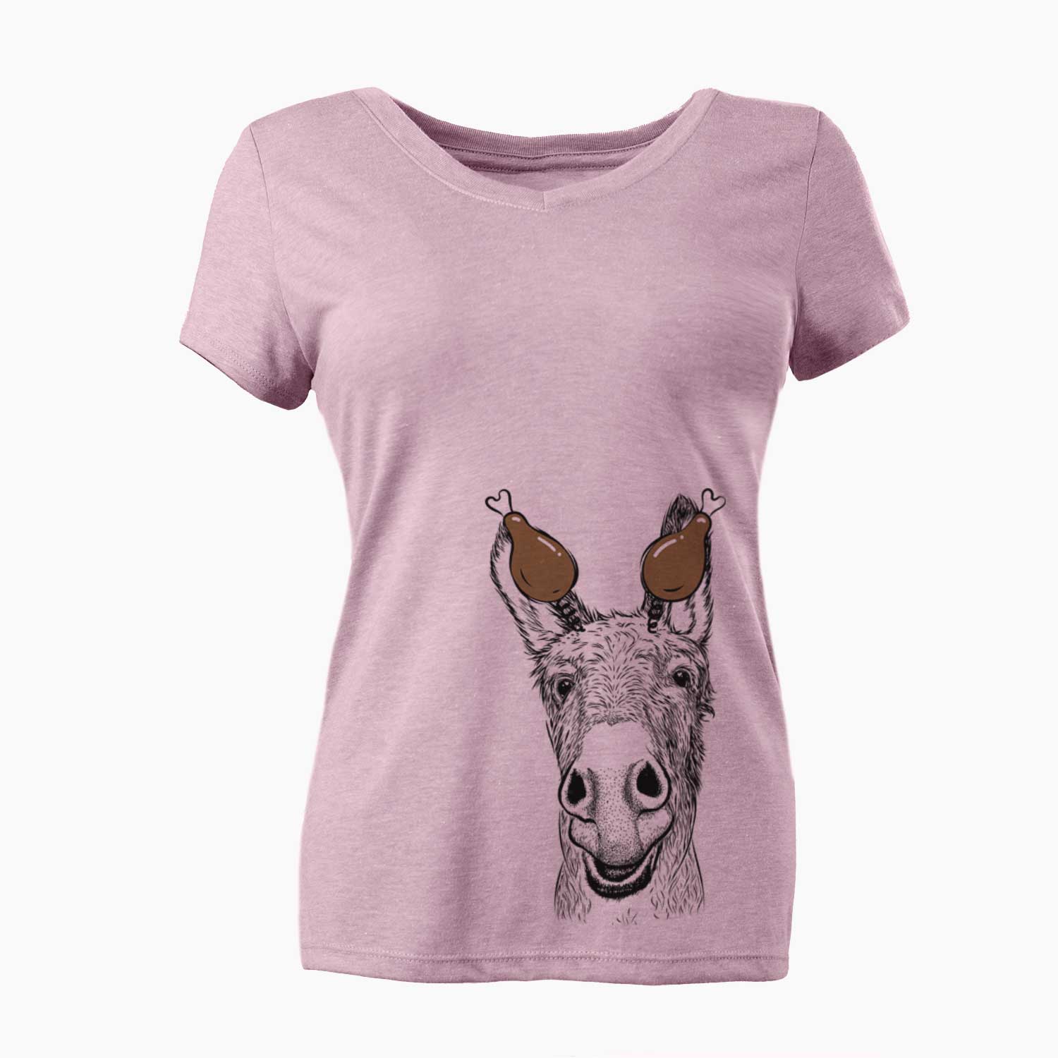 Thanksgiving Samule the Donkey - Women's V-neck Shirt