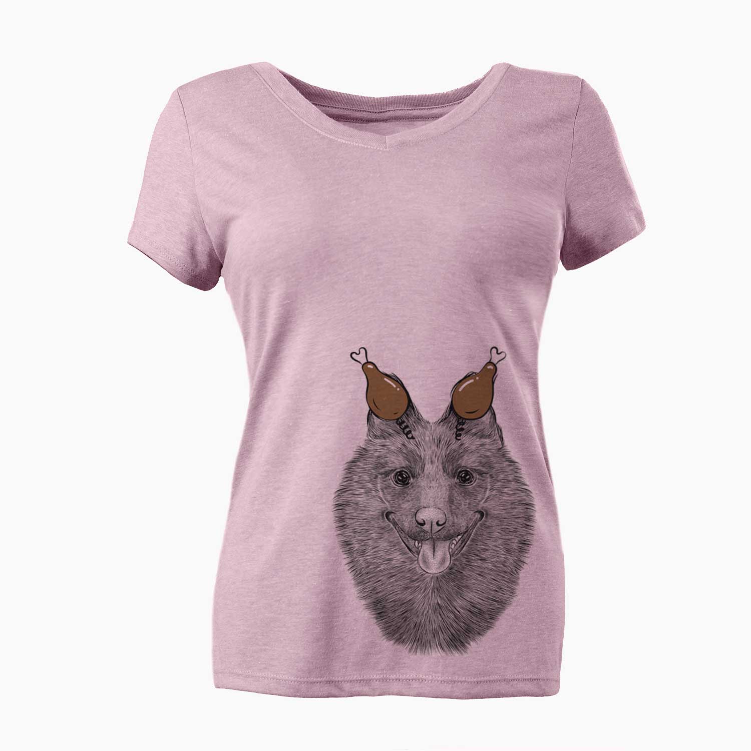 Thanksgiving Sander the Schipperke - Women's V-neck Shirt