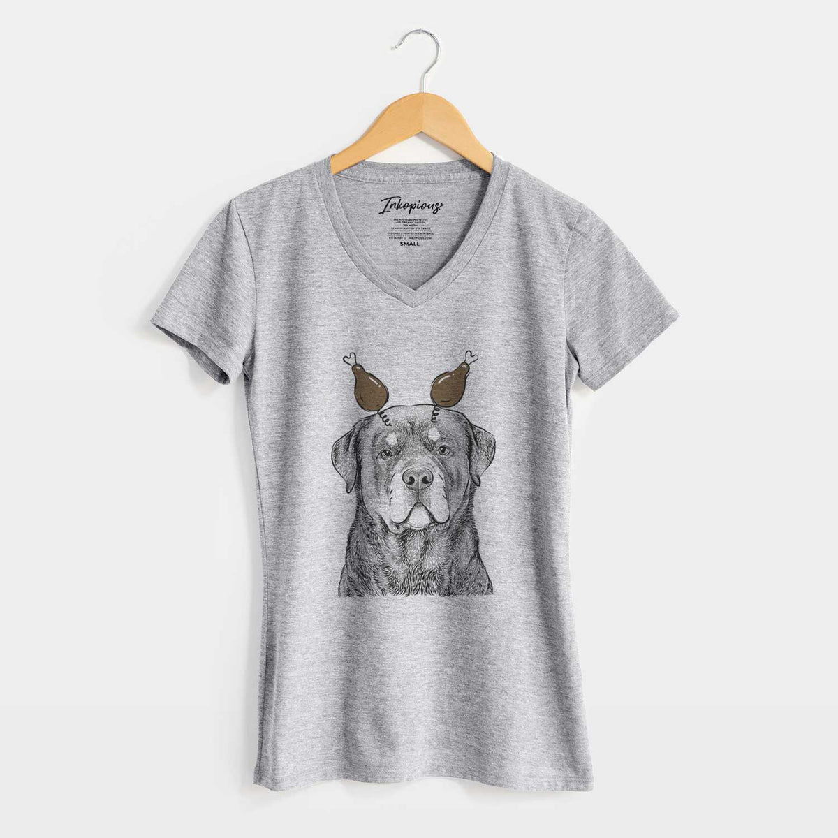 Thanksgiving Sarge the Rottweiler - Women's V-neck Shirt