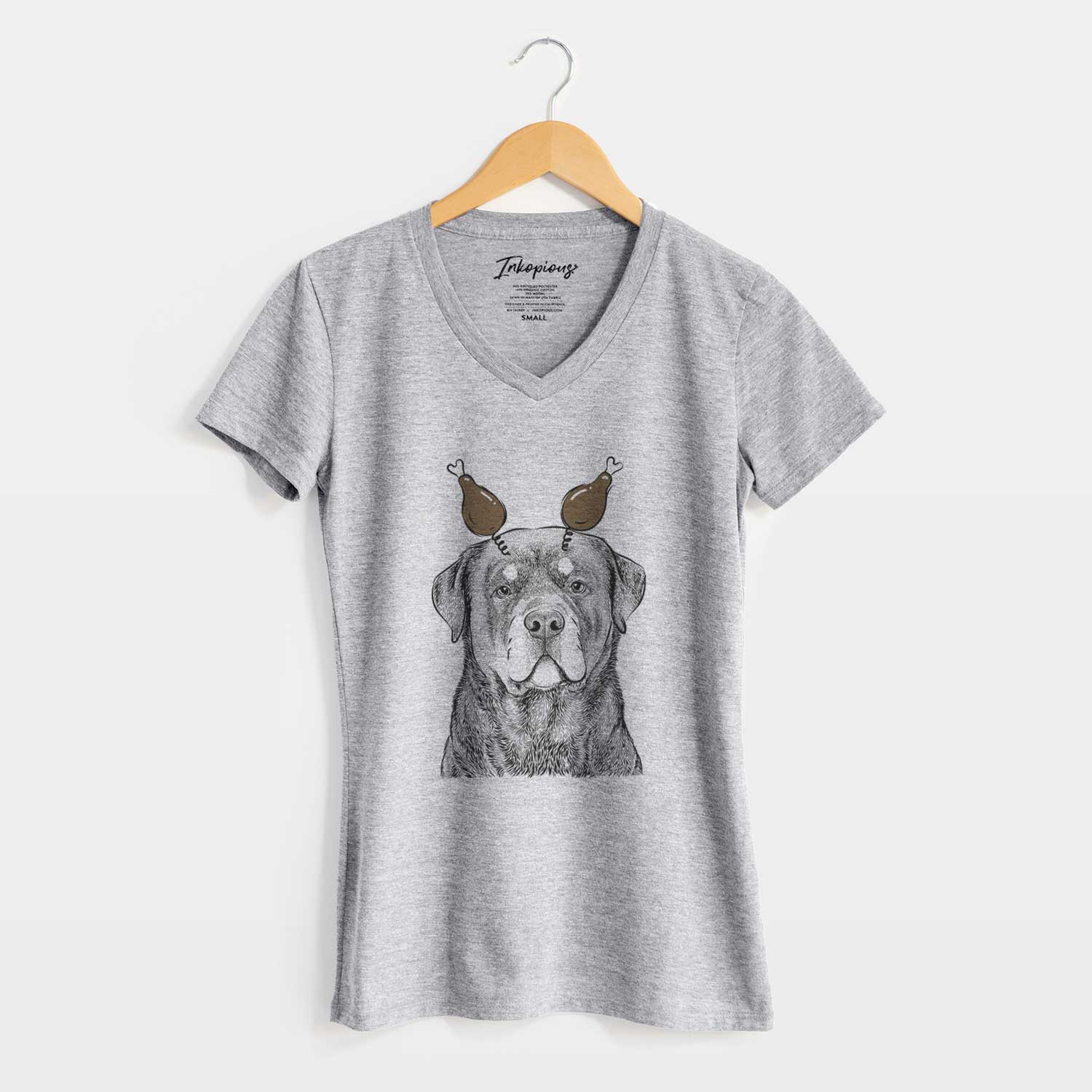 Thanksgiving Sarge the Rottweiler - Women's V-neck Shirt