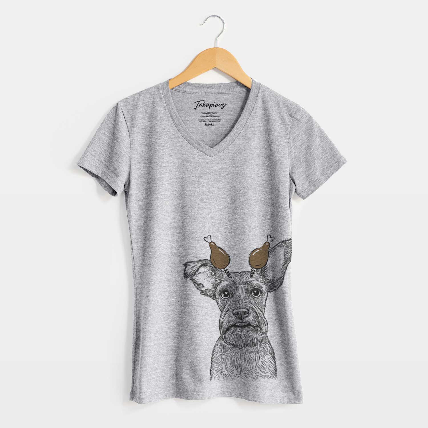 Thanksgiving Sawyer the Snorkie - Women's V-neck Shirt