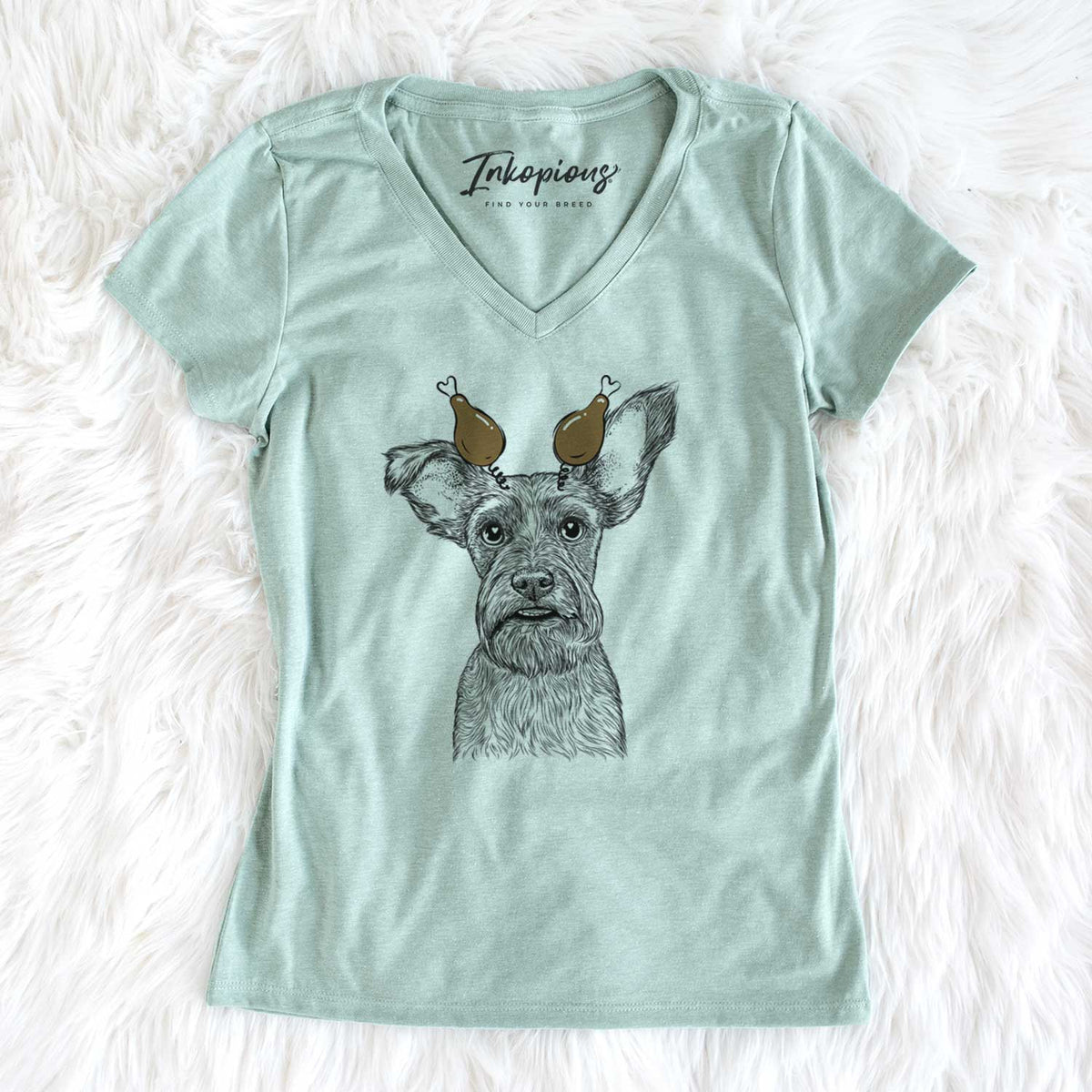 Thanksgiving Sawyer the Snorkie - Women's V-neck Shirt