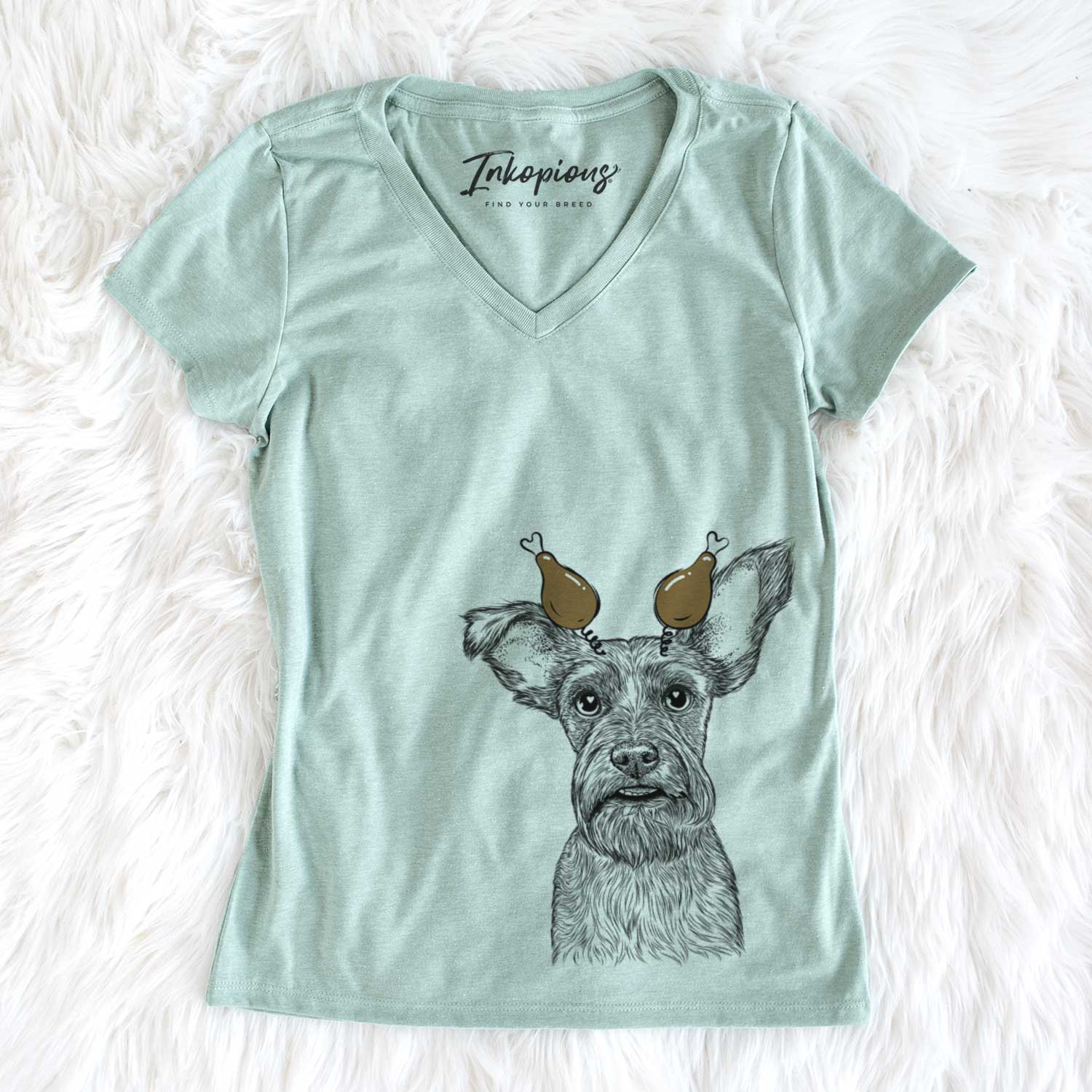 Thanksgiving Sawyer the Snorkie - Women's V-neck Shirt