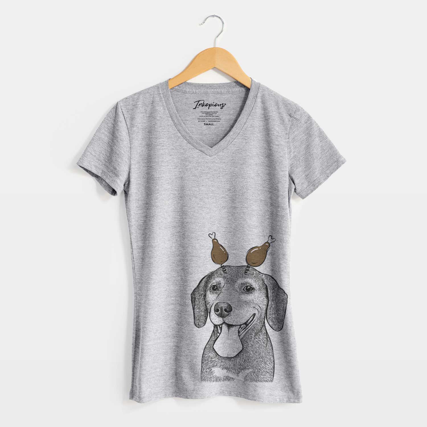 Thanksgiving Scarlett the Beagle - Women's V-neck Shirt