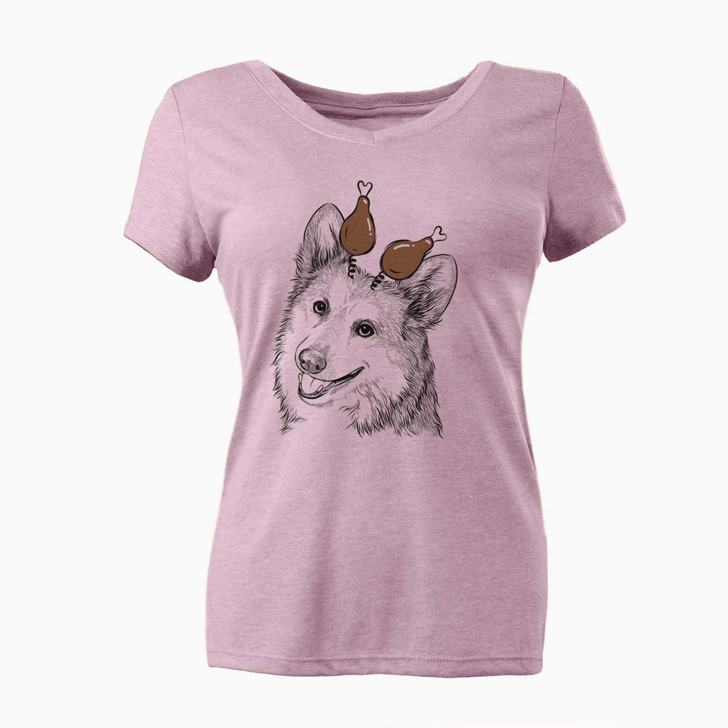 Thanksgiving Scout the Pembroke Welsh Corgi - Women's V-neck Shirt