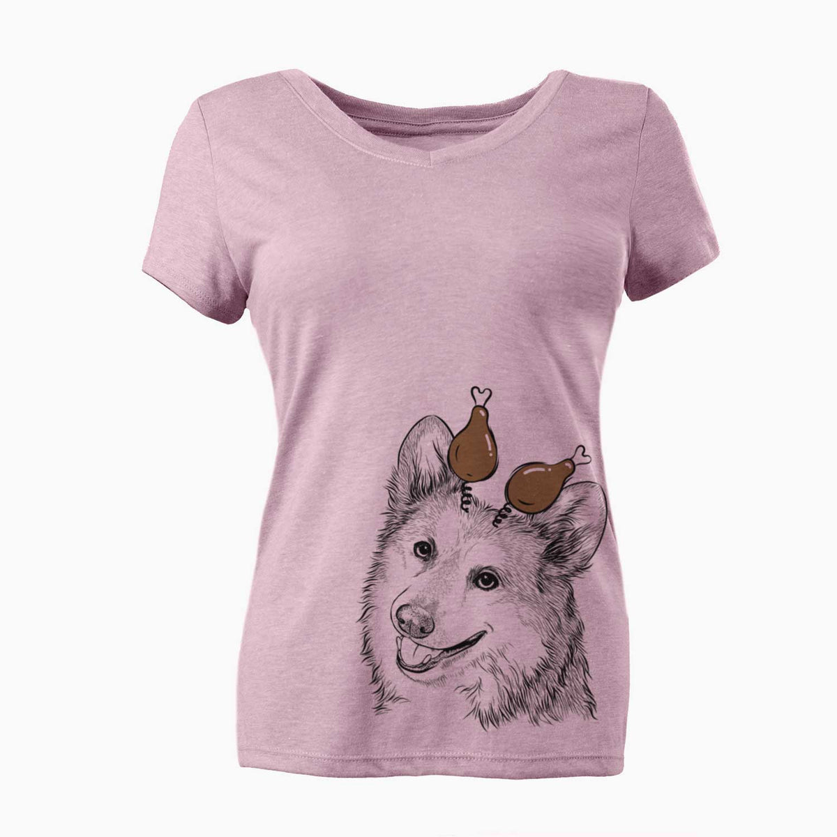 Thanksgiving Scout the Pembroke Welsh Corgi - Women's V-neck Shirt