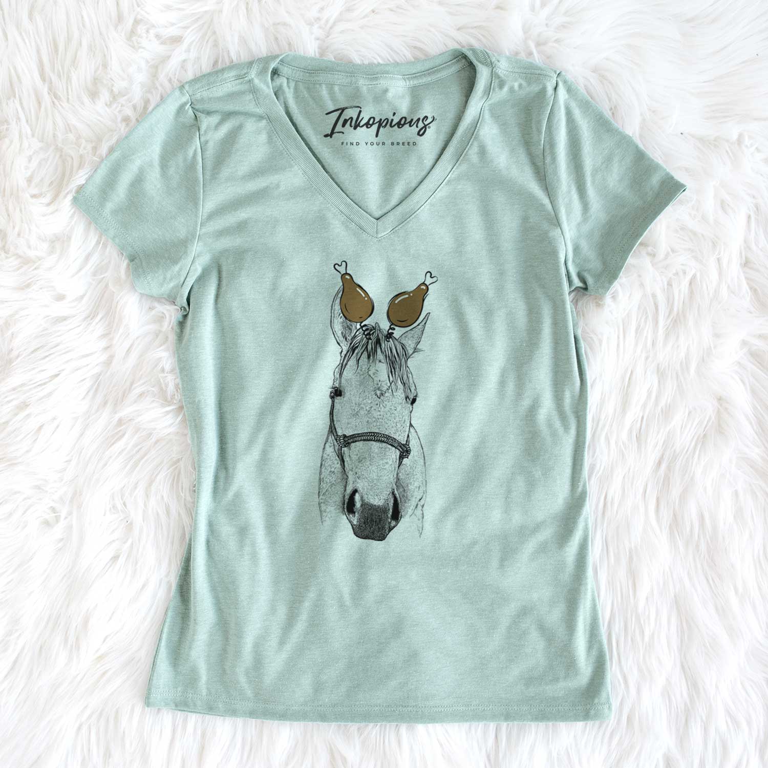 Thanksgiving SeaBee the Quarter Horse - Women's V-neck Shirt