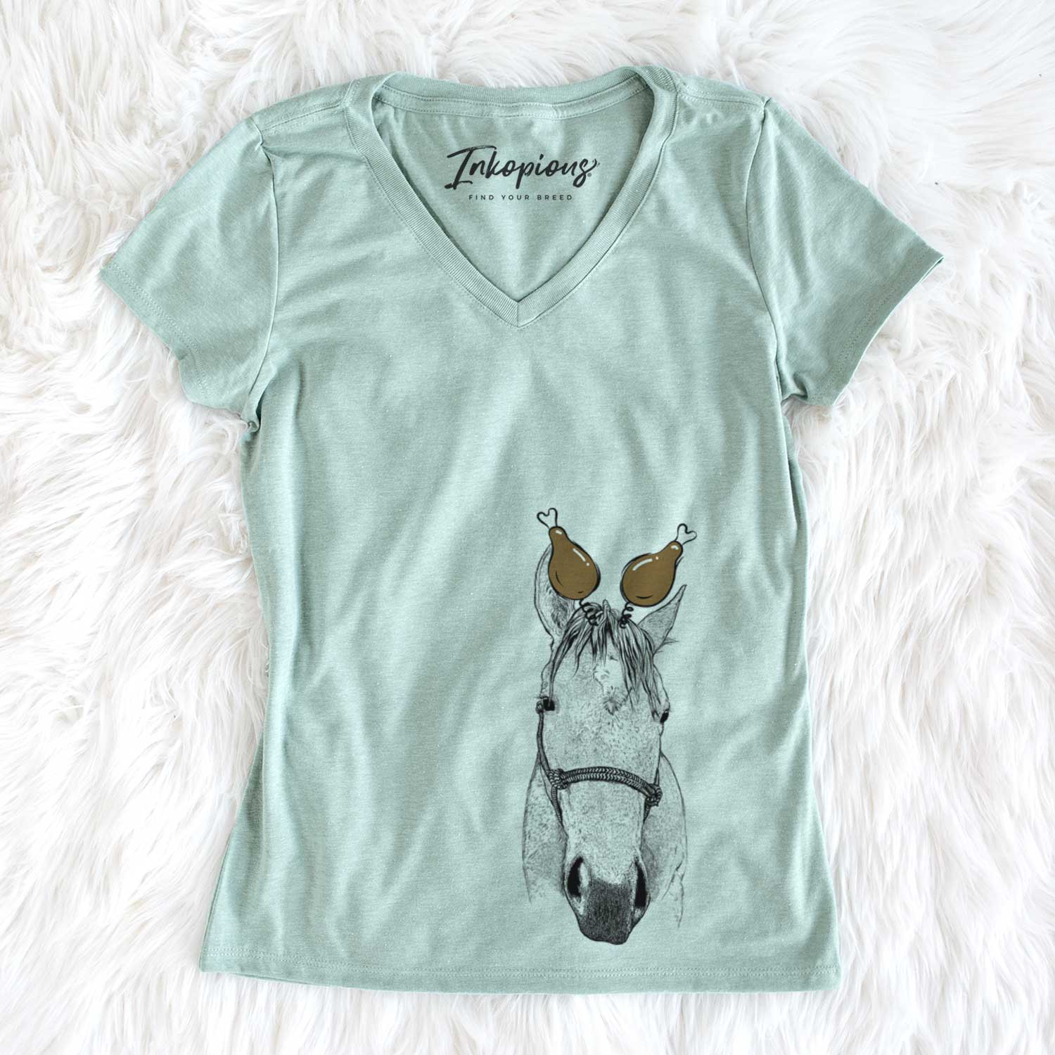 Thanksgiving SeaBee the Quarter Horse - Women's V-neck Shirt
