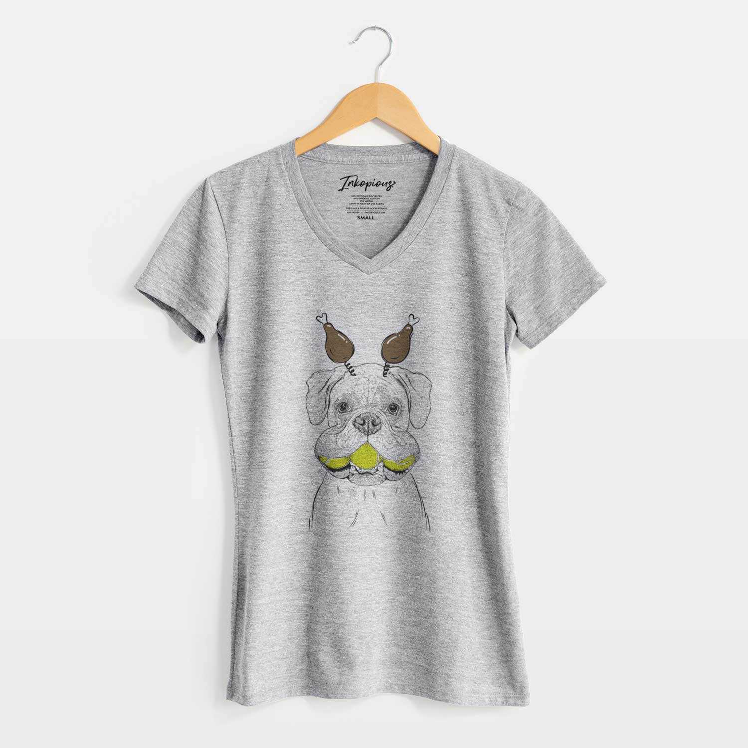 Thanksgiving Seamus the Boxer - Women's V-neck Shirt